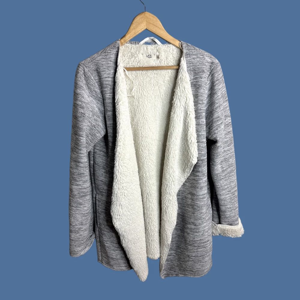 Ugg UGG Coatigan Jacket Women Medium Gray Fleece Open Front Sherpa Lined Cardigan Size M / US 6-8 / IT 42-44 - 1 Thumbnail