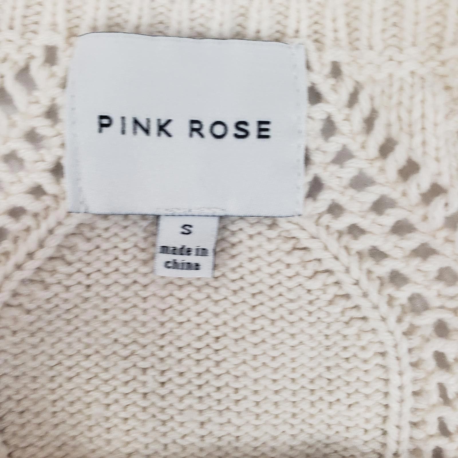 Designer Pink Rose Embroidered Crocheted Cream Crop Top Floral Detail Size S / US 4 / IT 40 - 5 Thumbnail