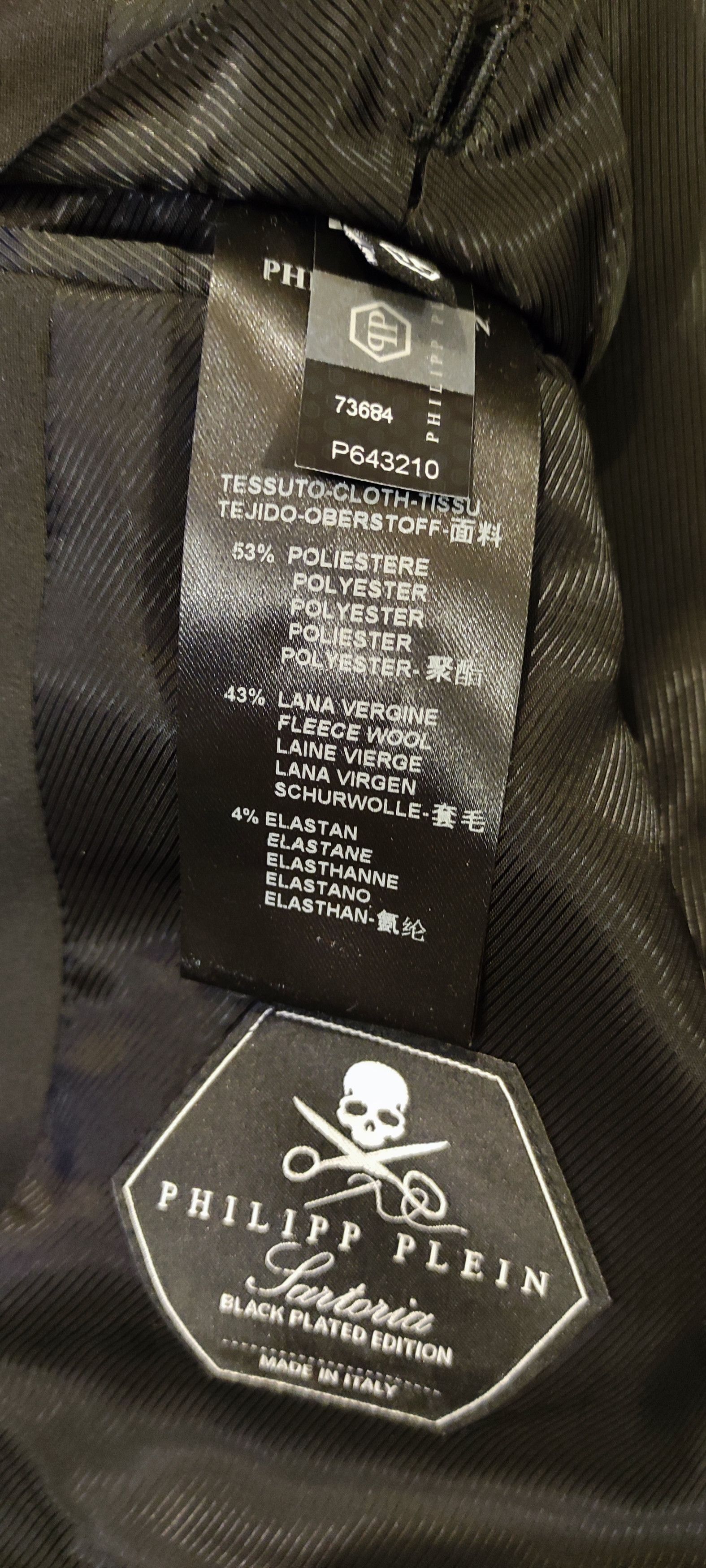 Philipp Plein Philipp Plein Men's Black Blazer – Sartoria Black Pltd Edtn Size 44R - 9 Thumbnail