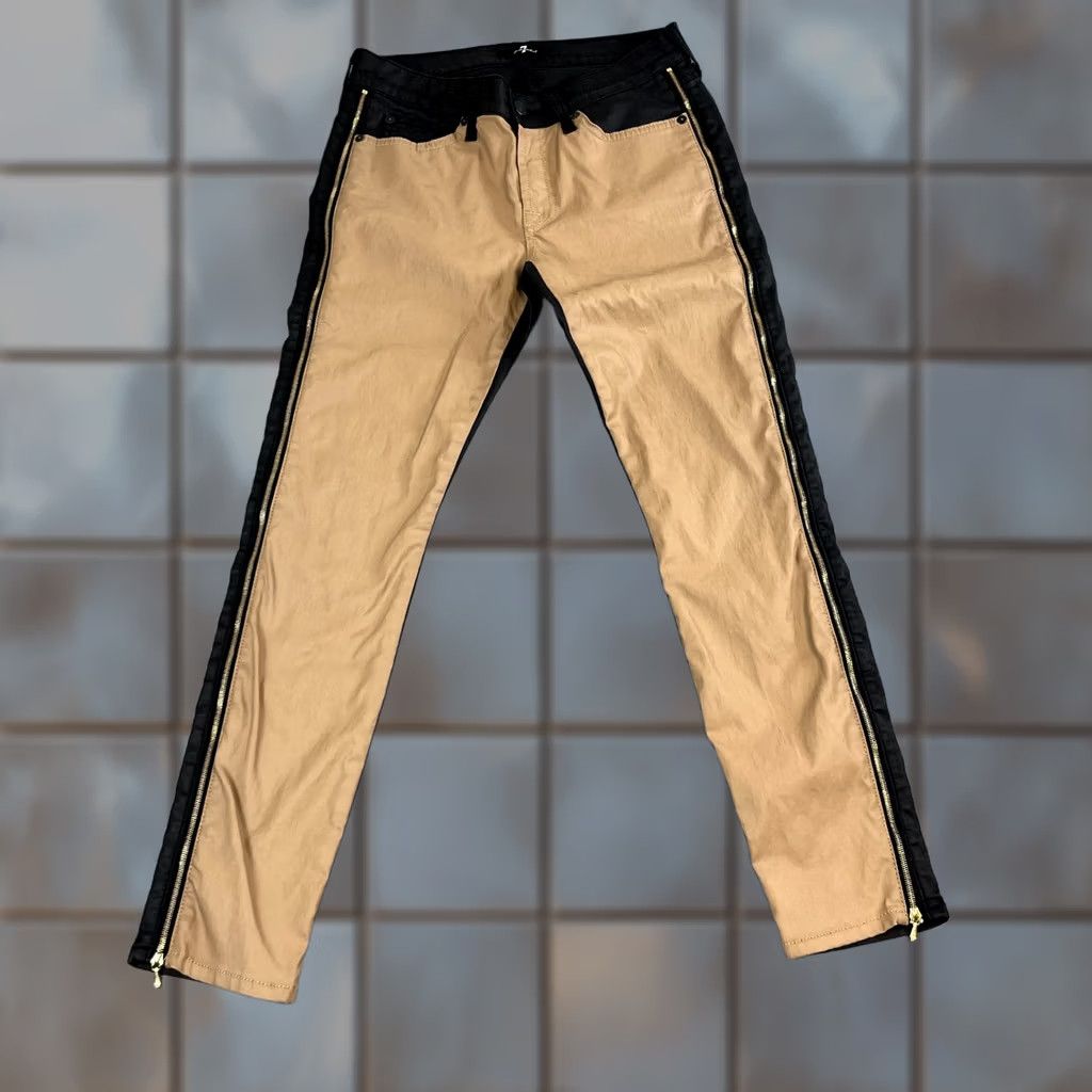 7 For All Mankind 7 For All Mankind Womens Skinny Jeans 28 UK10 Two Tone Beige Black Zip Leg Jeans Womens Skinny Size 32" / US 10 / IT 46 - 1 Thumbnail