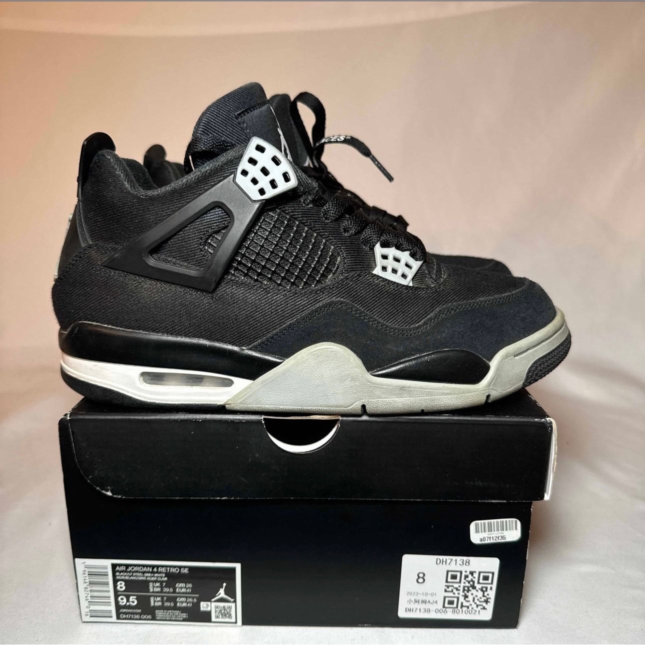 Size 8 - Air Jordan 4 Retro SE Black Canvas Men's Shoes