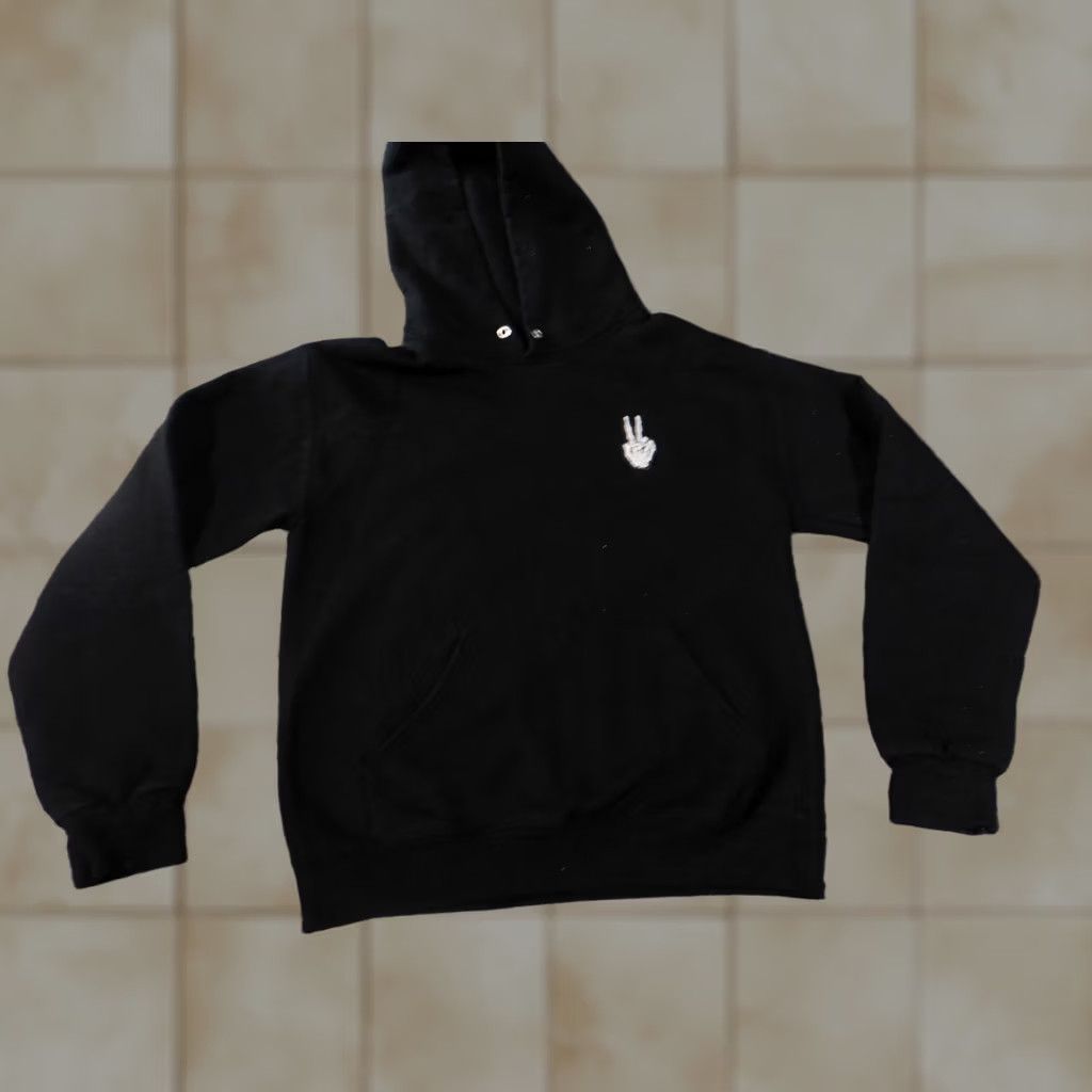 Vintage bowery supply co Hoodie Mens Small Black Zip Pullover Skeleton Peace Logo American Knit Cotton Regular pullover style Size US S / EU 44-46 / 1 - 1 Thumbnail
