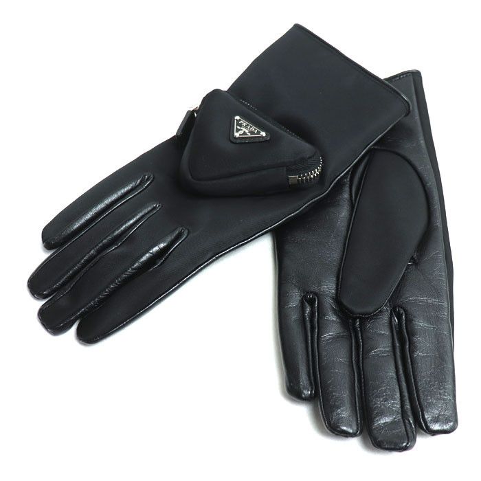 Prada Prada Prada Triangle Logo Leather Gloves Leather Gloves 2GG137 2DW1 F0002 DUTY FREE for USA Size ONE SIZE - 1 Thumbnail