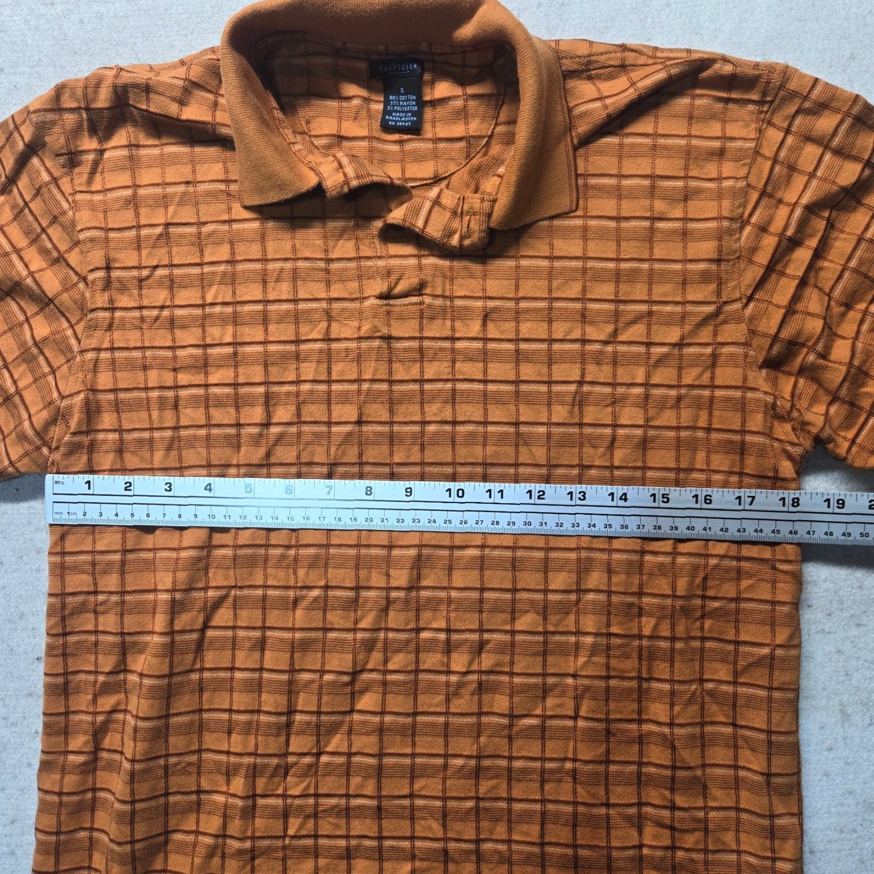 Van Heusen Van Heusen Shirt Polo Short Sleeve Adult S Orange Checkered Women’s Small Size 28" / US 6 / IT 42 - 4 Thumbnail