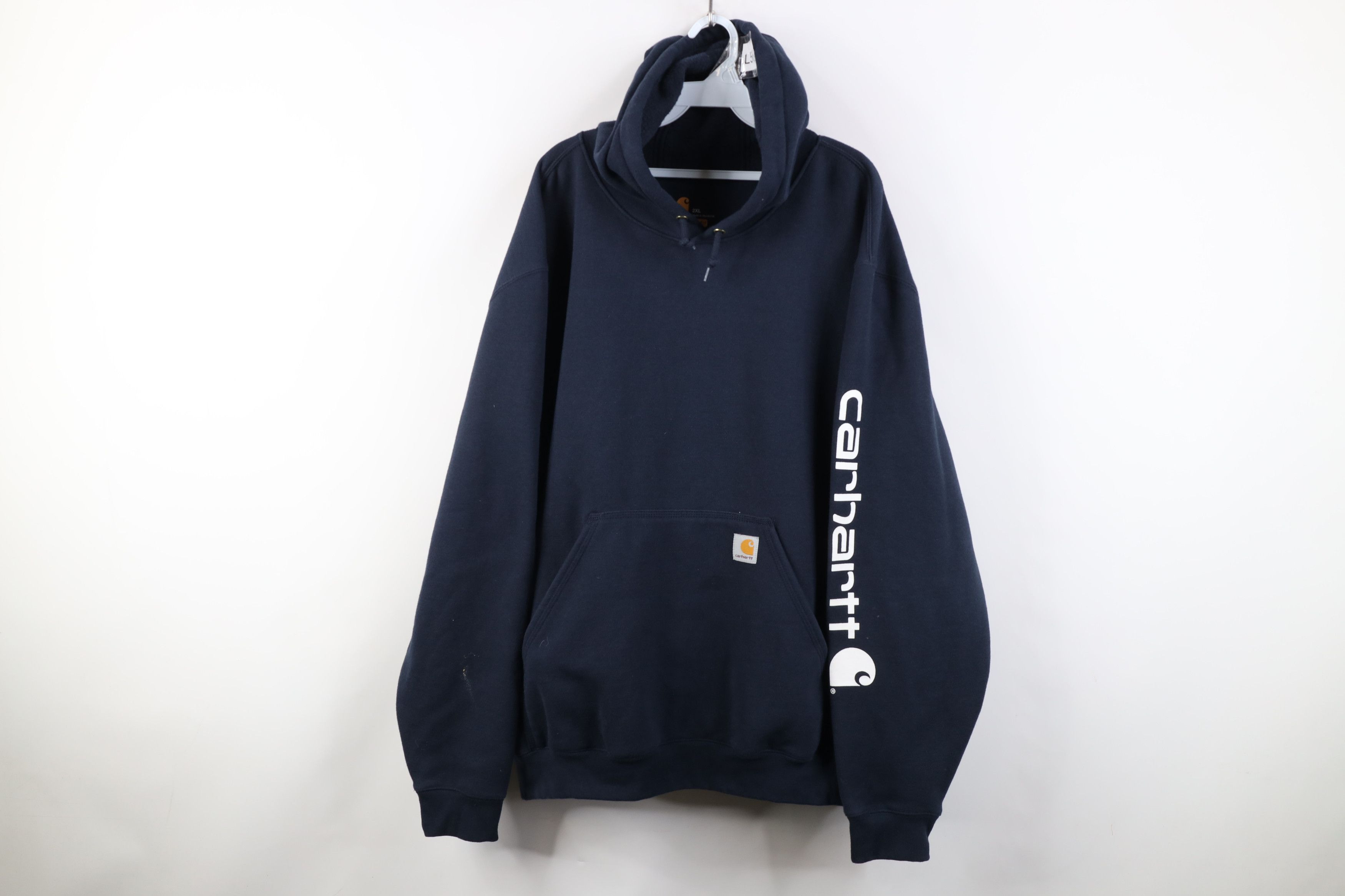 Carhartt Vintage Y2K Carhartt Heavyweight Hoodie Sweatshirt Blue Size US XXL / EU 58 / 5 - 1 Thumbnail