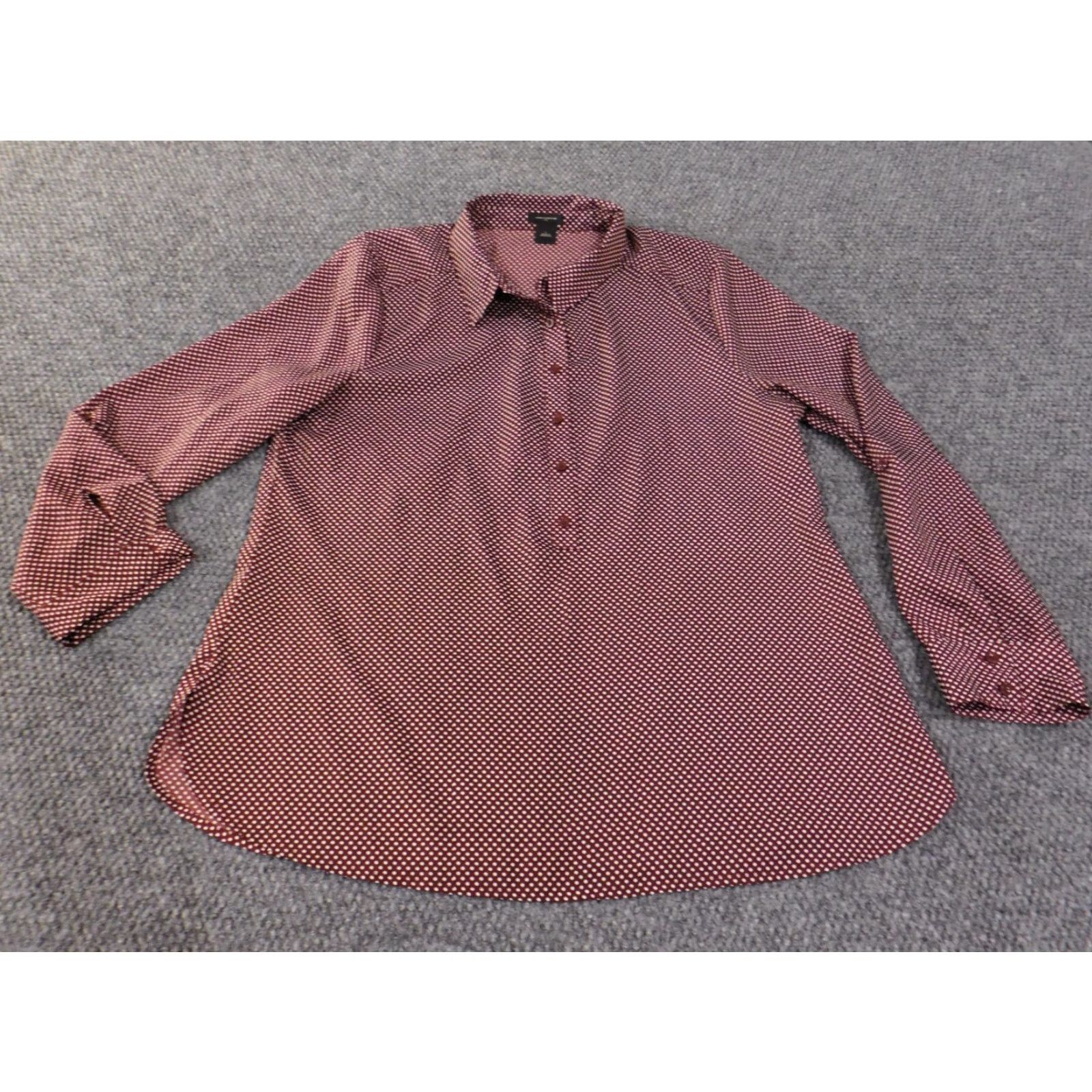 Vintage Ann Taylor Top Large Red Dots Polka Dot Casual Polyester Button-Up Womens L Shirt Size L / US 10 / IT 46 - 3 Thumbnail