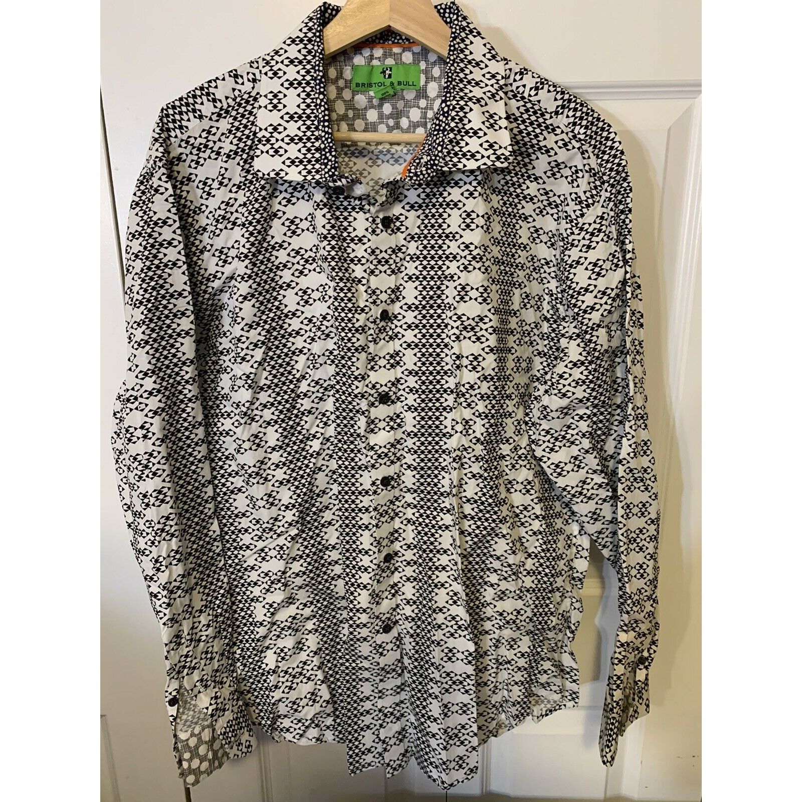 Other Bristol & Bull Men’s Sz XL Black White Geometric Shirt Size US XL / EU 56 / 4 - 6 Thumbnail
