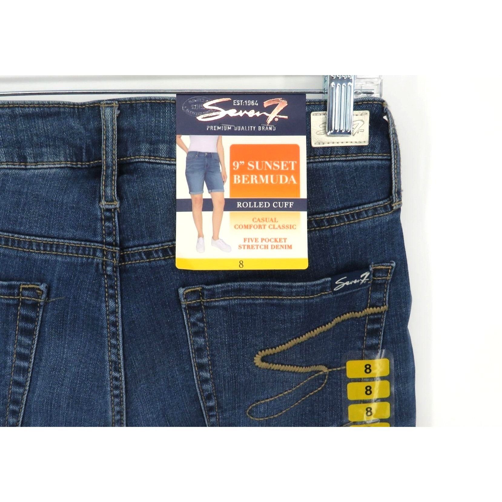 Other Seven7 9" Sunset Bermuda Rolled Cuff Casual Stretch Denim Sh Size 30" / US 8 / IT 44 - 4 Thumbnail