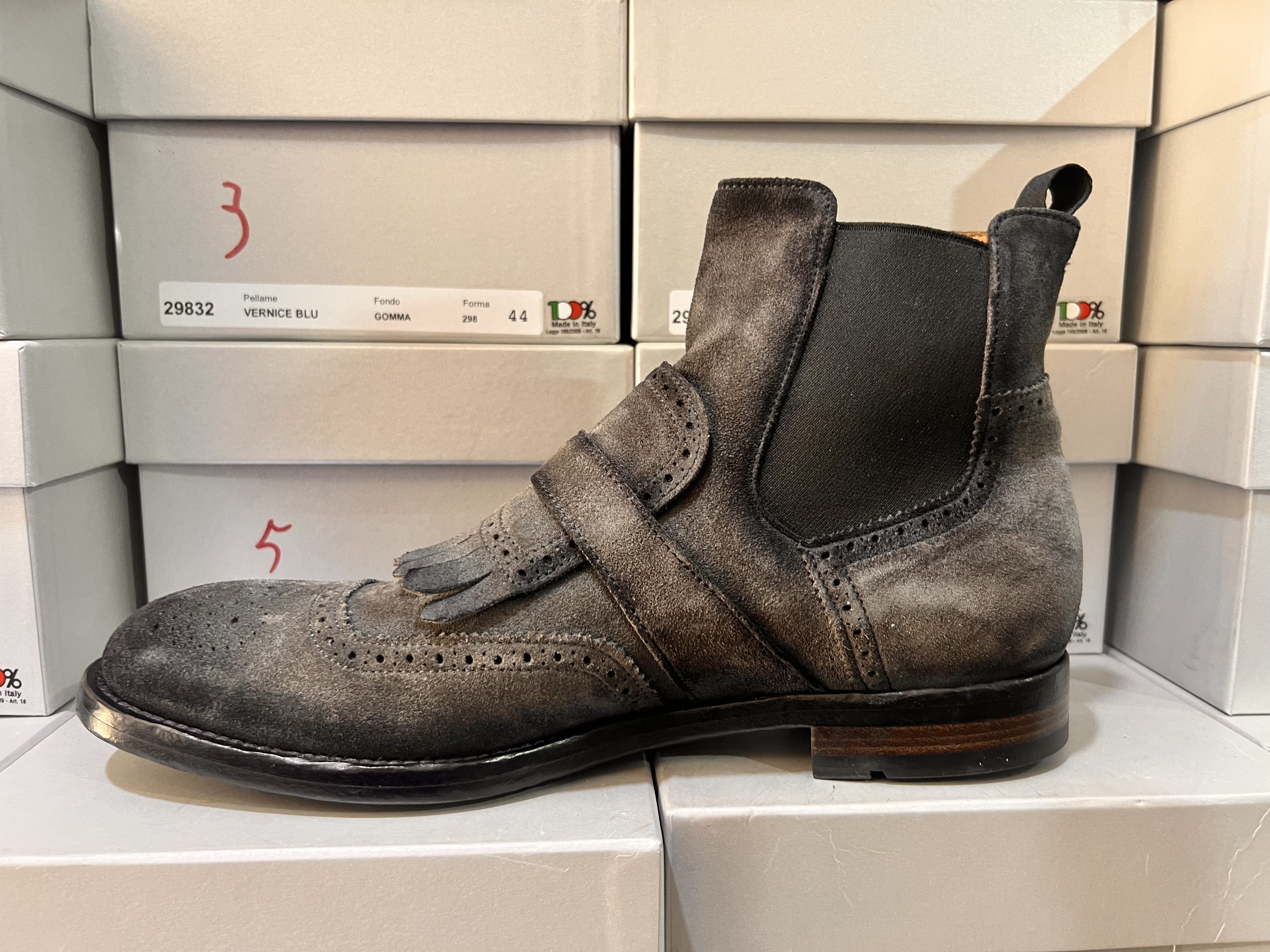 image of Officine Creative 42 Boot Premium Italian Leather 799 $ in Black/Burgundy, Men's