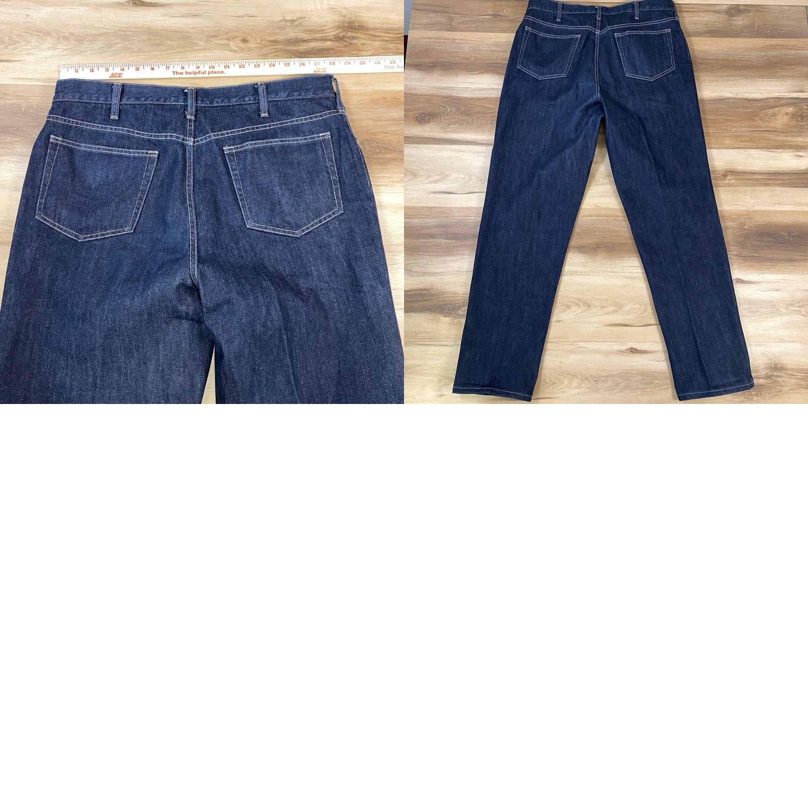 Lands' End Lands' End Jeans Men 37 Straight Black Dark Indigo Denim Classic Casual 5-Pocket Rise Mid 32 Inseam Blue Denim Size US 37 - 8 Thumbnail