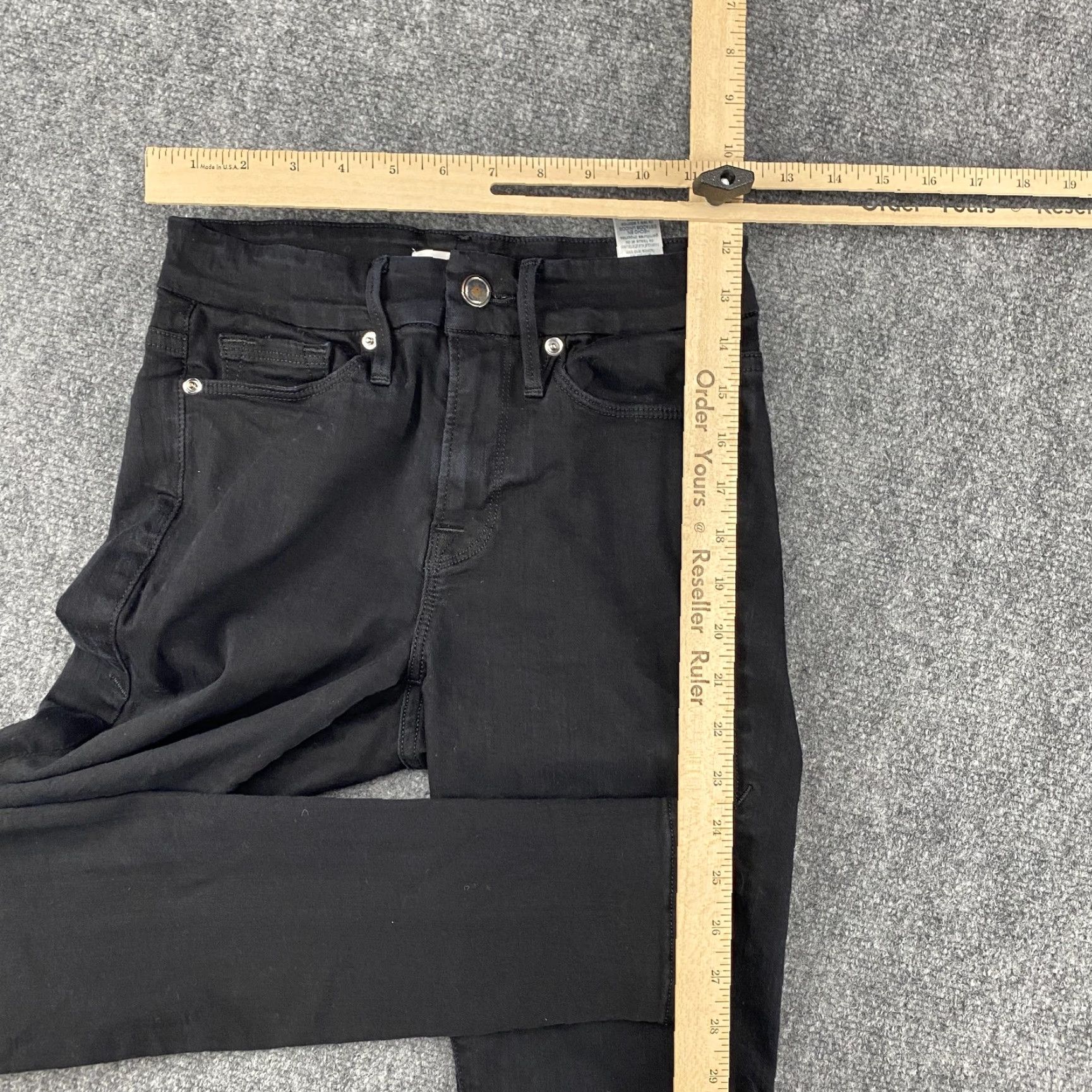 Good American Good American Jeans Womens 0/25 Black Skinny Stretch Denim High Rise 5-Pocket Zip Closed Slim Leg Jeans Womens Size 42" / US 20 - 5 Thumbnail