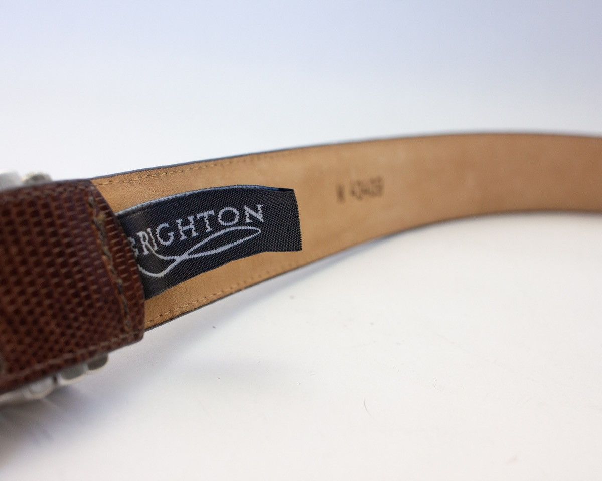 Brighton Brighton Brown Leather Belt Snakeskin Pattern Silver Buckle Size ONE SIZE - 5 Thumbnail