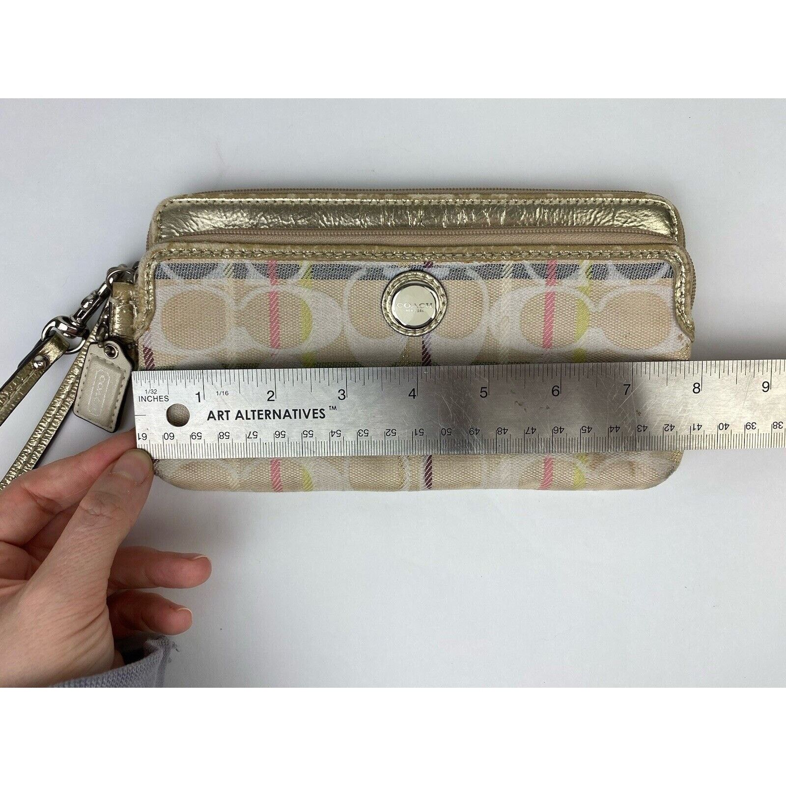 Coach VTG Coach Poppy Tan Tartan Plaid Purse Wristlet Metallic Size ONE SIZE - 14 Thumbnail