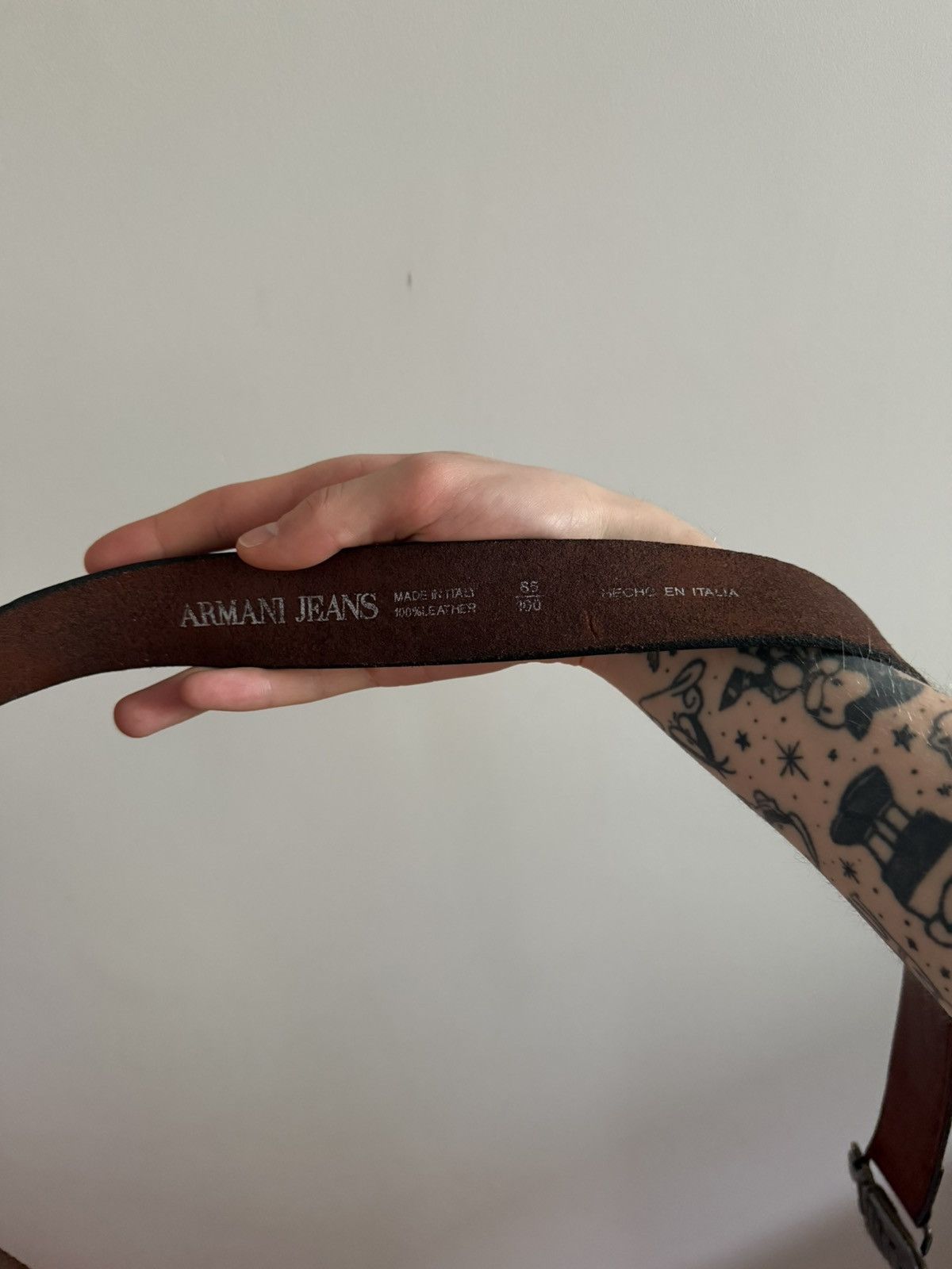 Armani Armani Jeans Brown Leather AJ Logo Belt Made in Italy Size ONE SIZE - 4 Thumbnail