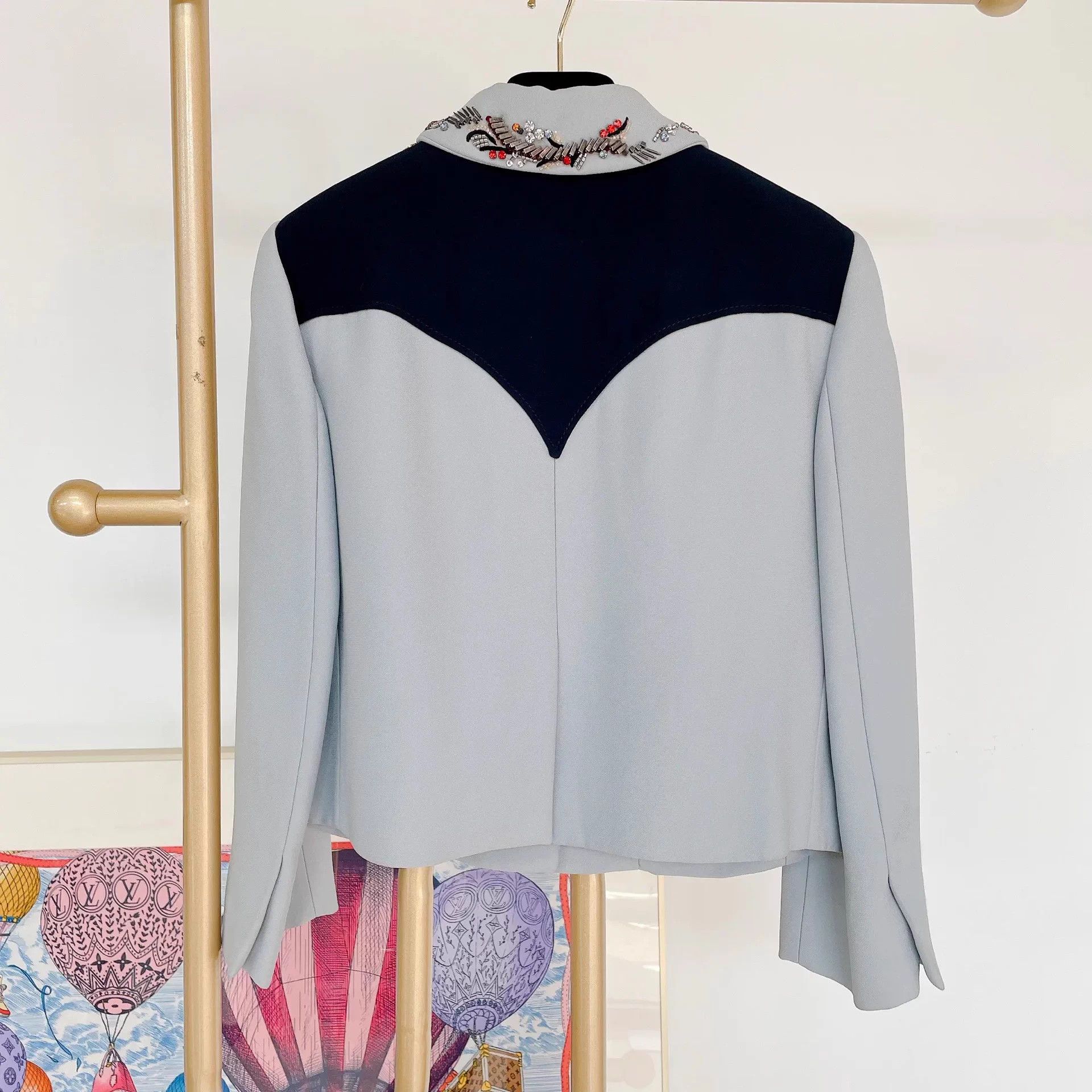 Miu Miu Miu Miu blue black stand collar beaded jacket 42 Size M / US 6-8 / IT 42-44 - 2 Thumbnail