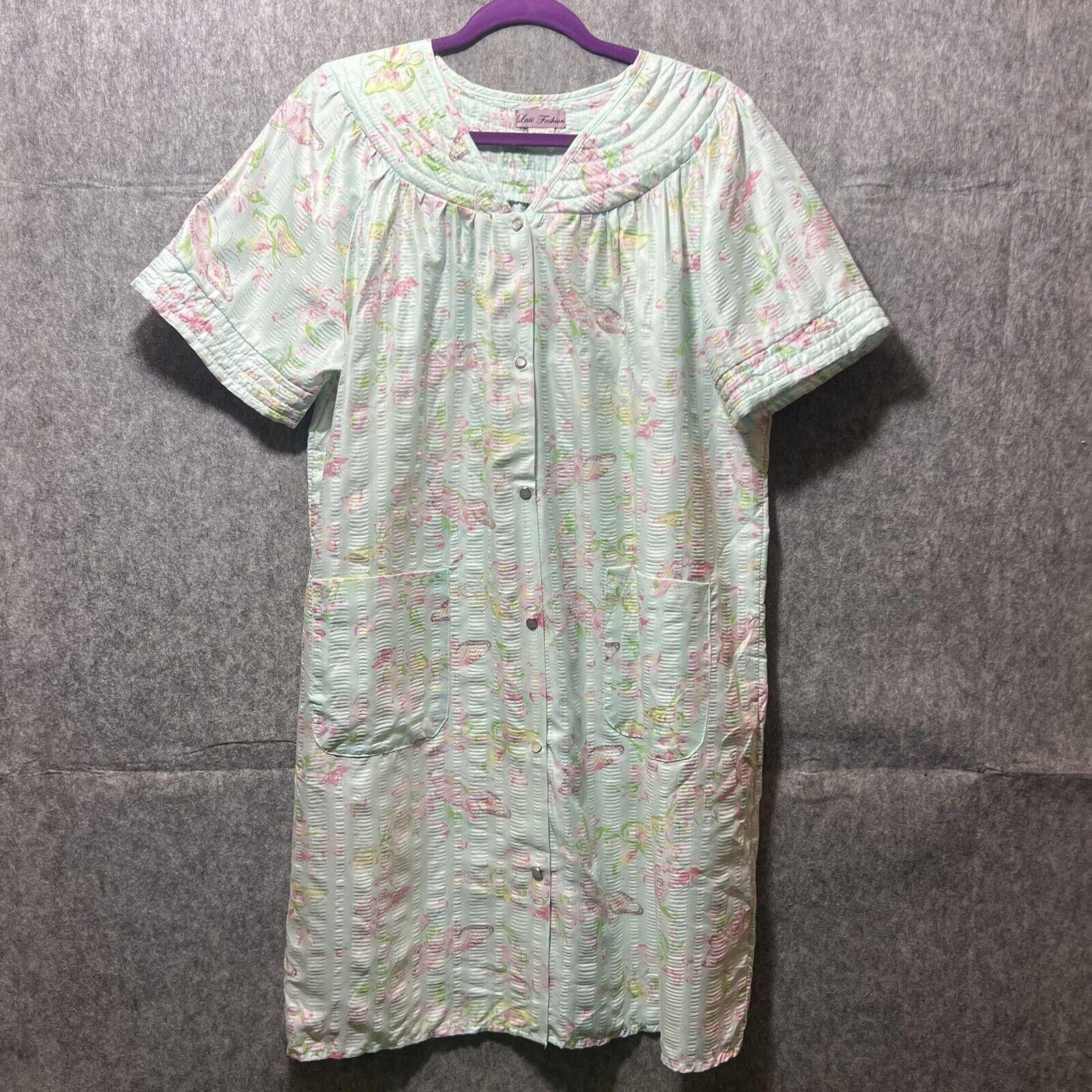 Other Lati Fashion Sleepwear Nightgown L House Coat Robe Button Up Size ONE SIZE - 7 Thumbnail