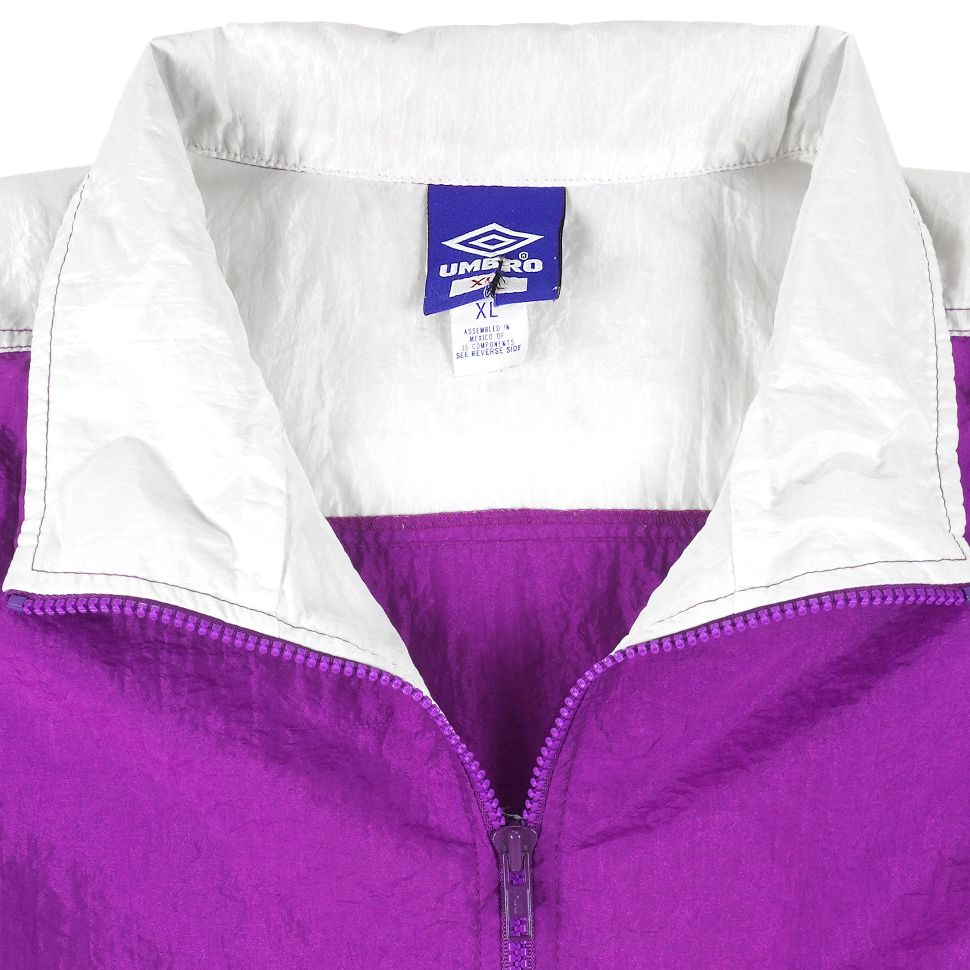 Umbro Purple & White 1/4 Zip Pullover Windbreaker 1990s Size US XL / EU 56 / 4 - 6 Thumbnail