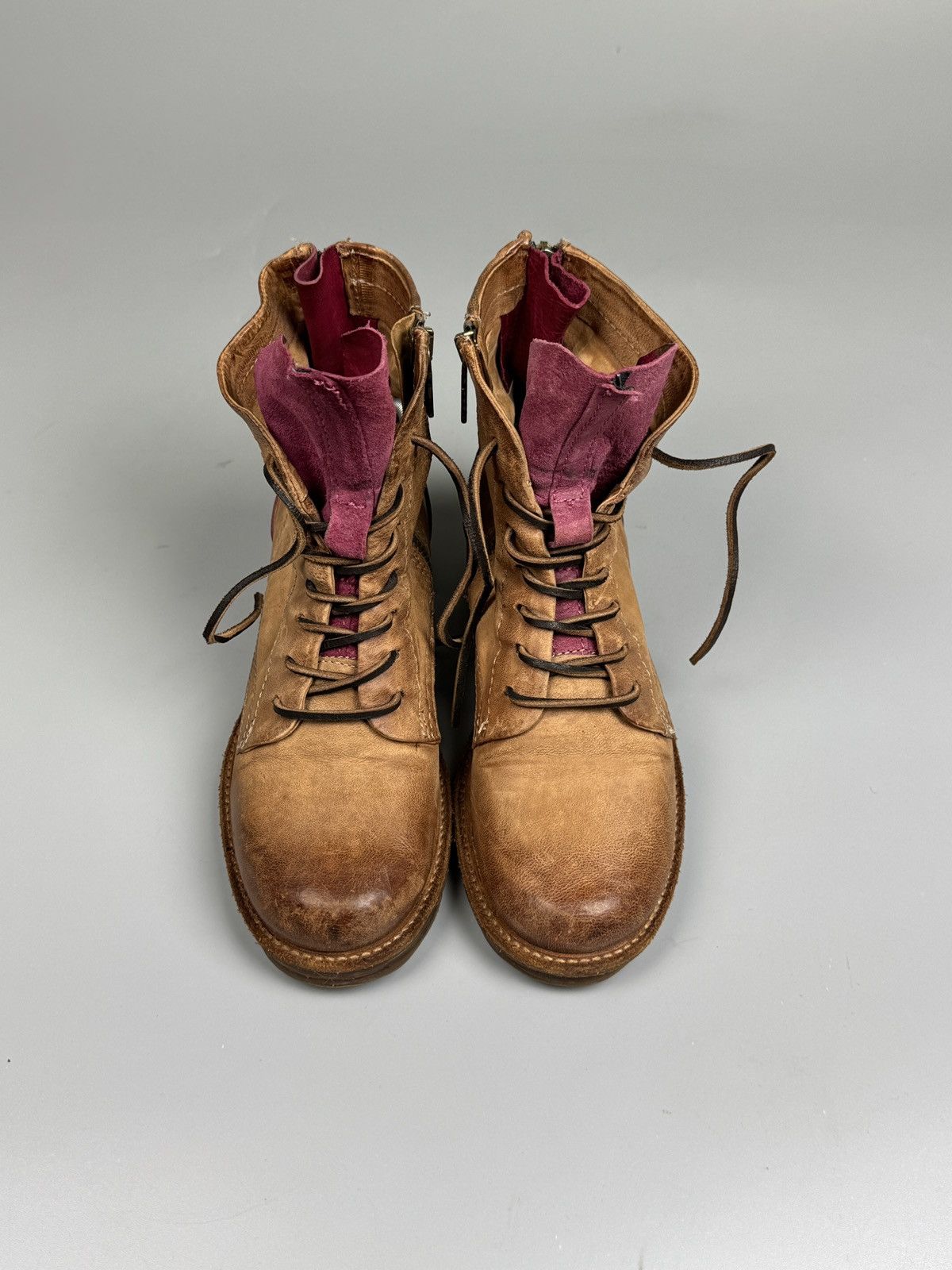 A.S.98 A.S.98 Italy Leather Lace-Up Brown Boho Boots (YG026) Size US 7 / IT 37 - 5 Thumbnail