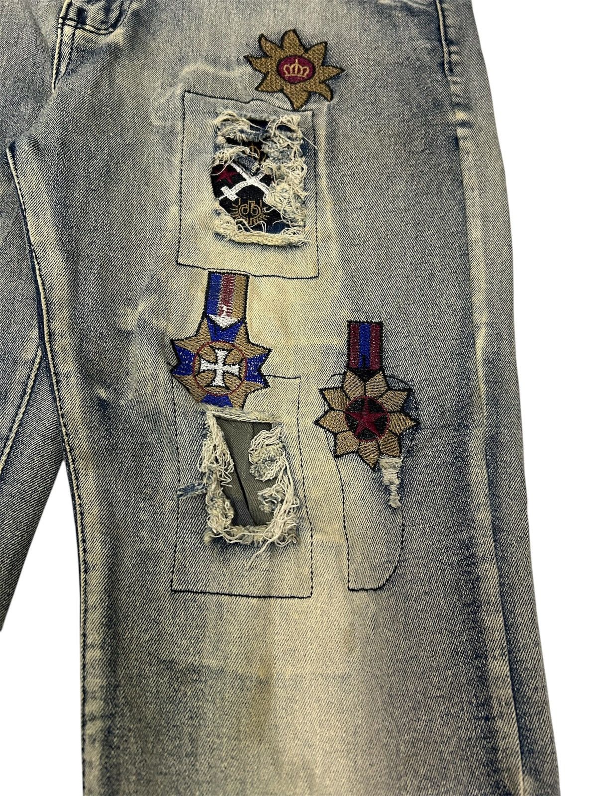 Japanese Brand Vintage Japanese Mud wash Crazy Patchwork Distressed Jeans Size US 32 / EU 48 - 16 Thumbnail