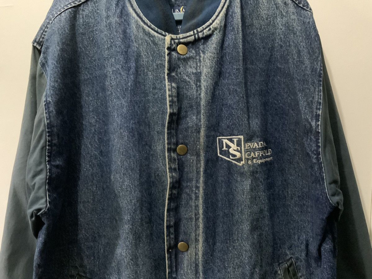 Japanese Brand Nevada Scaffold Denim Asid Light Wash Varsity Jacket Size ONE SIZE - 4 Thumbnail