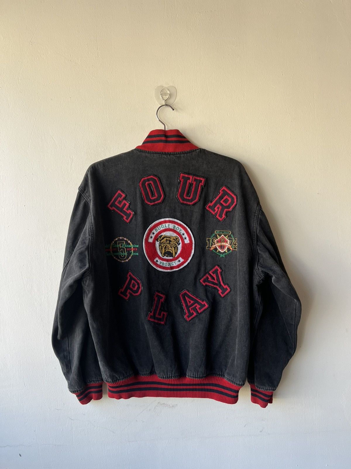 Bugle Boy 80s 90s Bugle Boy Four Play Patina Denim Jacket Bomber Size US XL / EU 56 / 4 - 1 Thumbnail