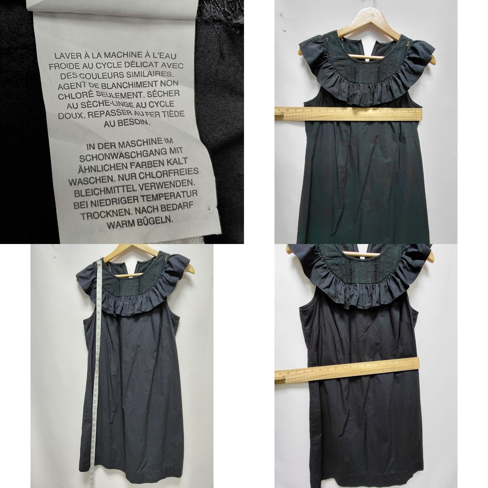 J.Crew J.CREW Dress Womens 4 Black Ruffle Neck Textured Yoke Cotton Sleeveless Size Size S / US 4 / IT 40 - 8 Thumbnail