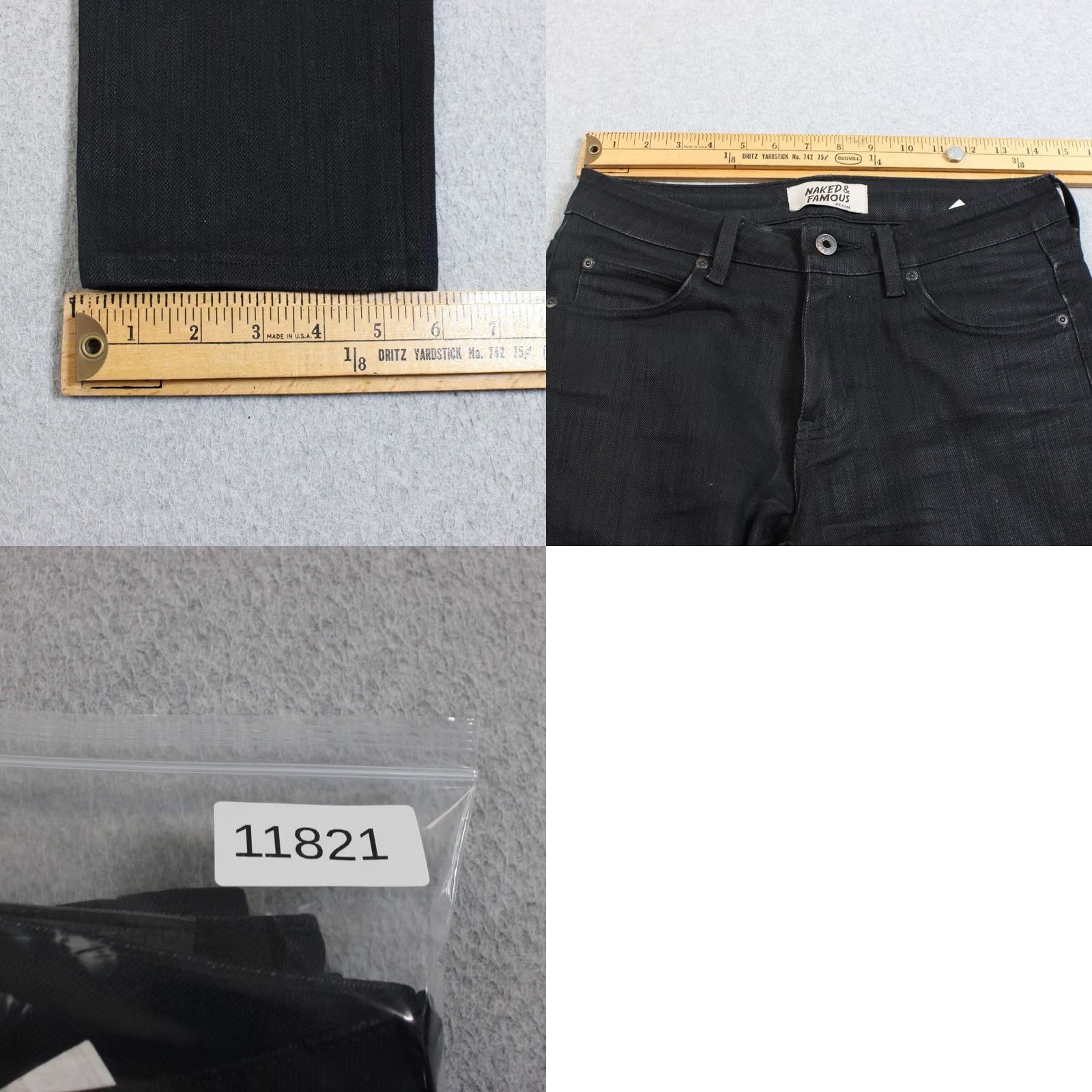 Vintage Naked & Famous Denim Jeans Mens 30x27 Black Straight Japanese Denim Pants Heritage Slim Tapered Five-Pocket Zip Fly Size US 30 / EU 46 - 8 Thumbnail