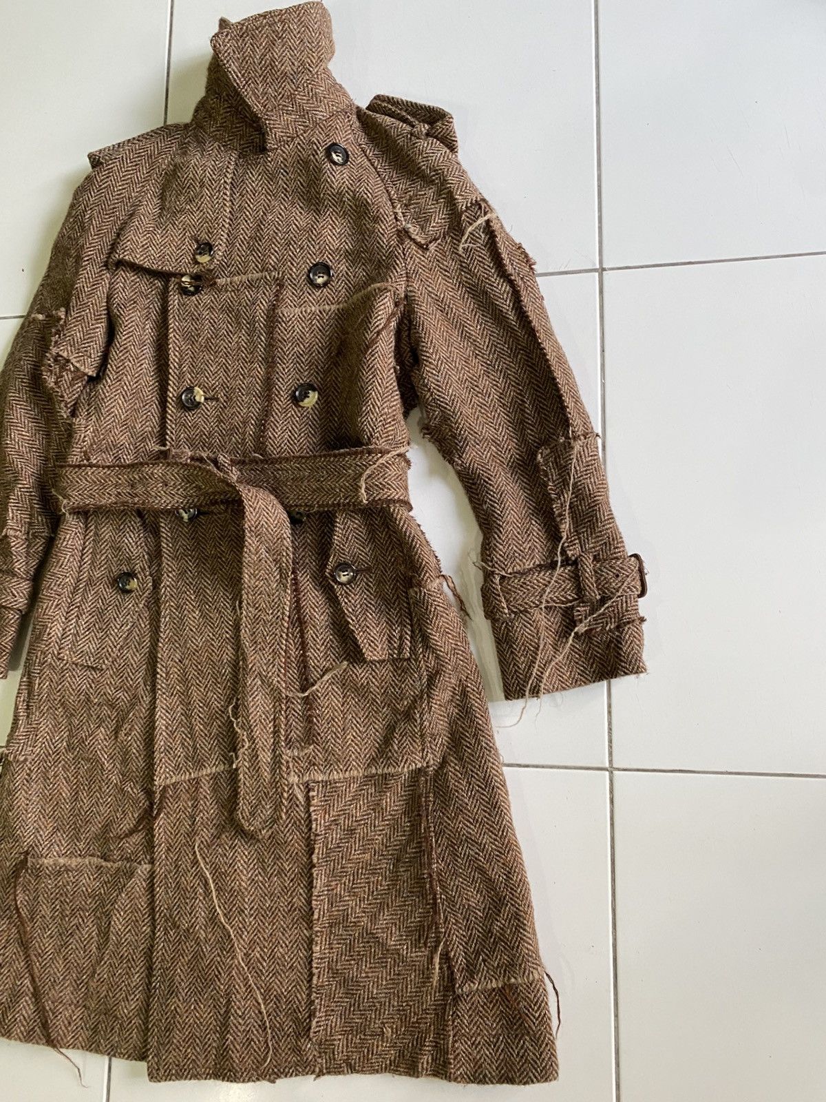 Comme des Garcons Vintage 2004 WNC001 Wool patchwork Trench Coat Size US M / EU 48-50 / 2 - 4 Thumbnail