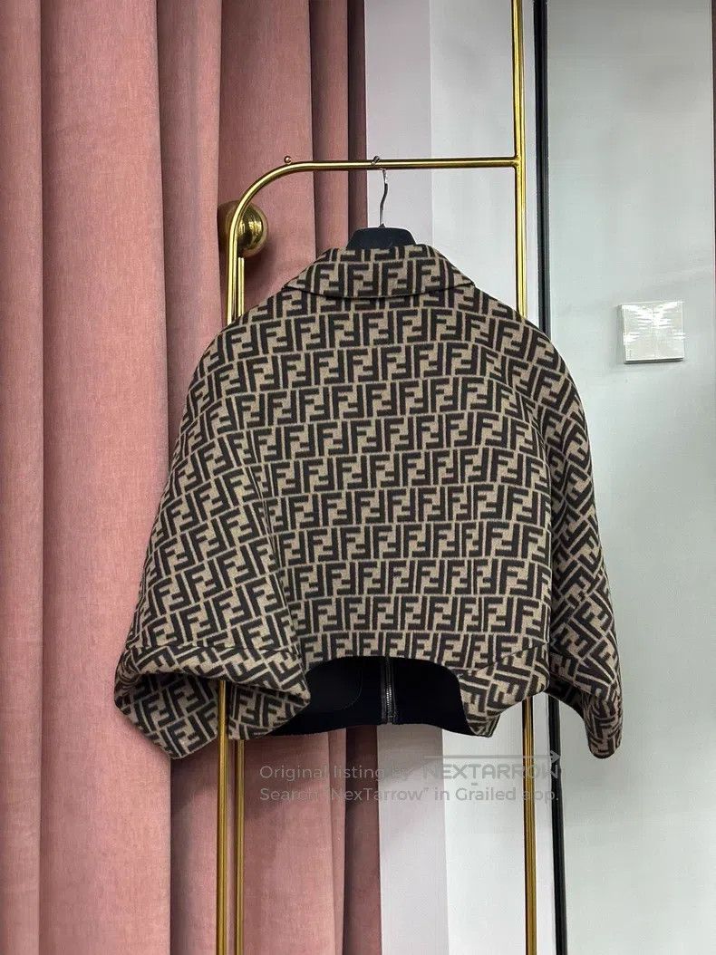 Fendi Fendi Double-Sided Bat Sleeve Wool Jacket, One Side Monogr Size XXS / US 00 / IT 34 - 3 Thumbnail