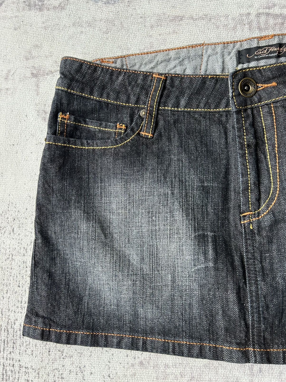 Ed Hardy Ed Hardy Rhinestone Jeans Skirt Size 33" - 5 Thumbnail