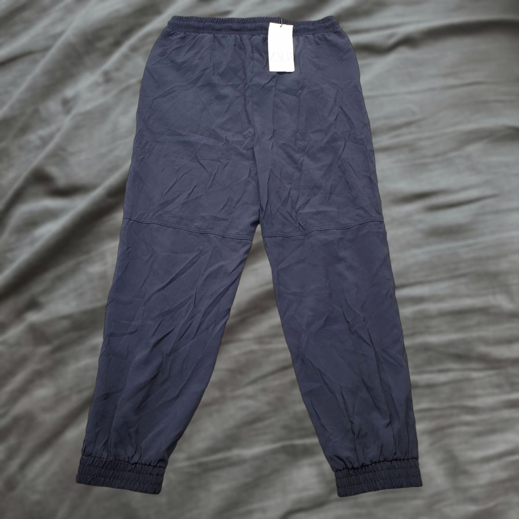 Zara Zara Jogger Pants Womens L Navy Elastic Waist Drawstring Tapered Leg Casual Size 36" / US 14 / IT 50 - 1 Thumbnail