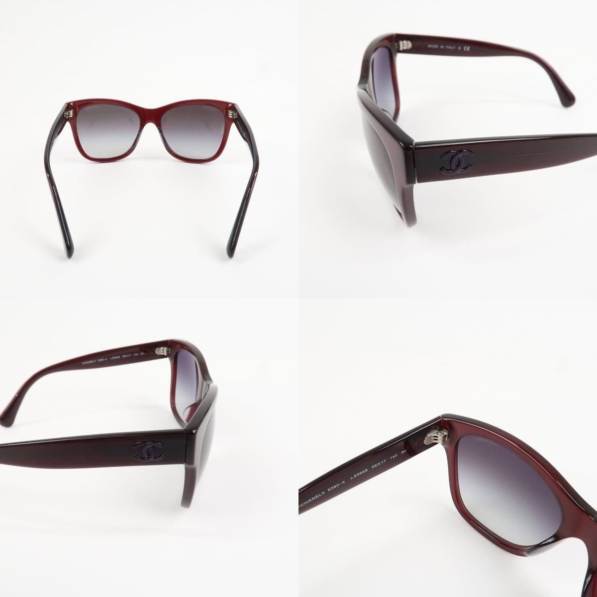 Chanel Chanel Side CC Logo Sunglasses Plastic Burgundy Size ONE SIZE - 3 Thumbnail