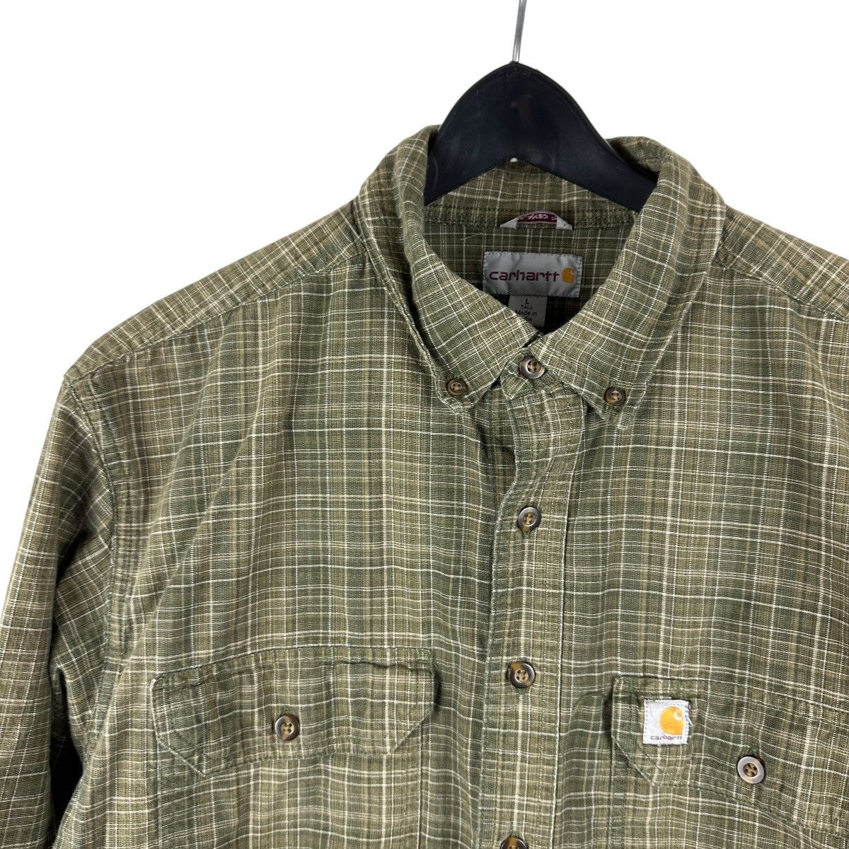 Carhartt Mens Y2K Carhartt Plaid Green Button Down Shirt Size US L / EU 52-54 / 3 - 3 Thumbnail