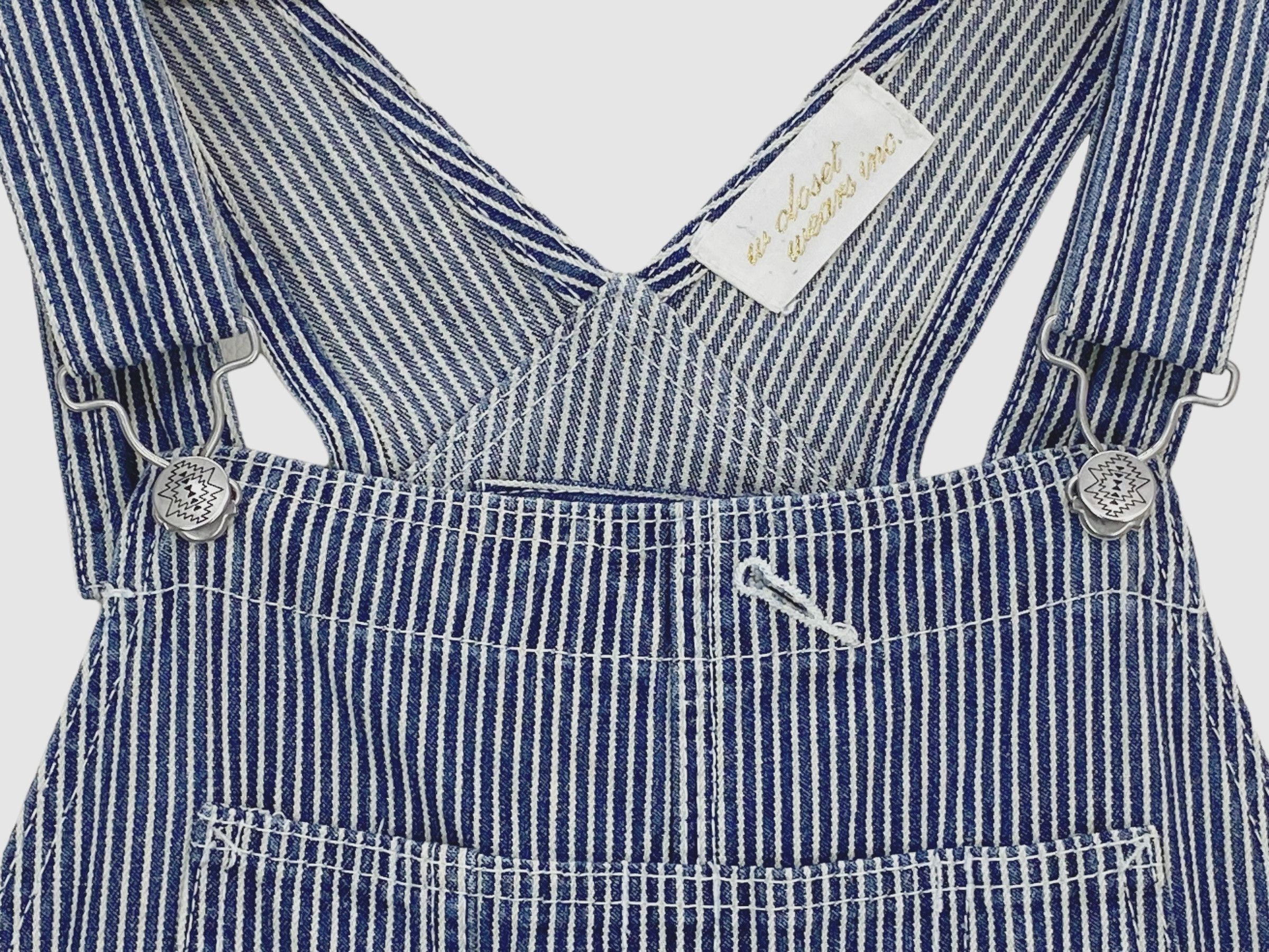 Japanese Brand W Closet Denim Bib Overalls Hickory Workwear Size US 35 - 9 Thumbnail