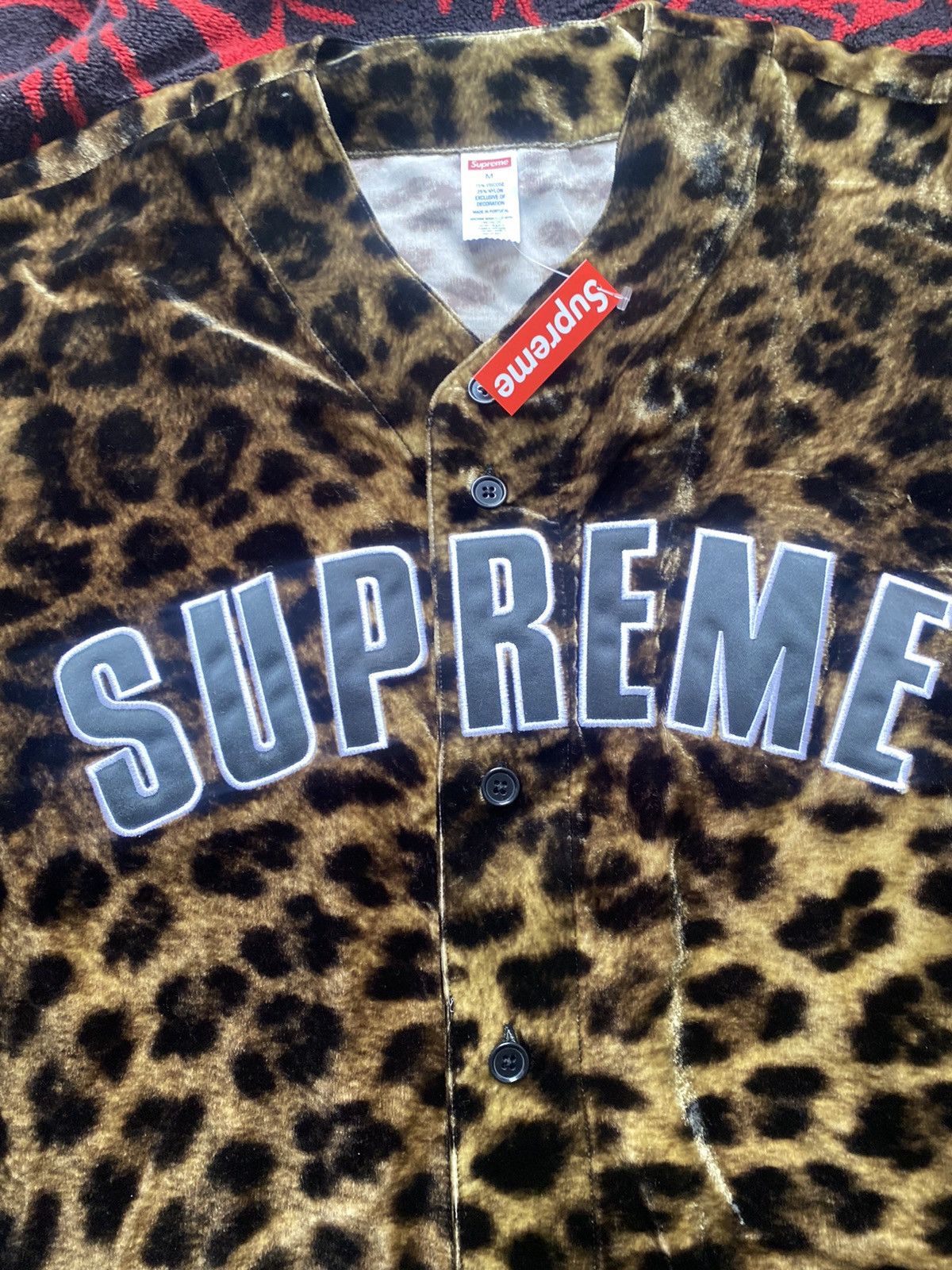 Supreme Supreme Velvet Baseball Jersey Medium Leopard | Grailed