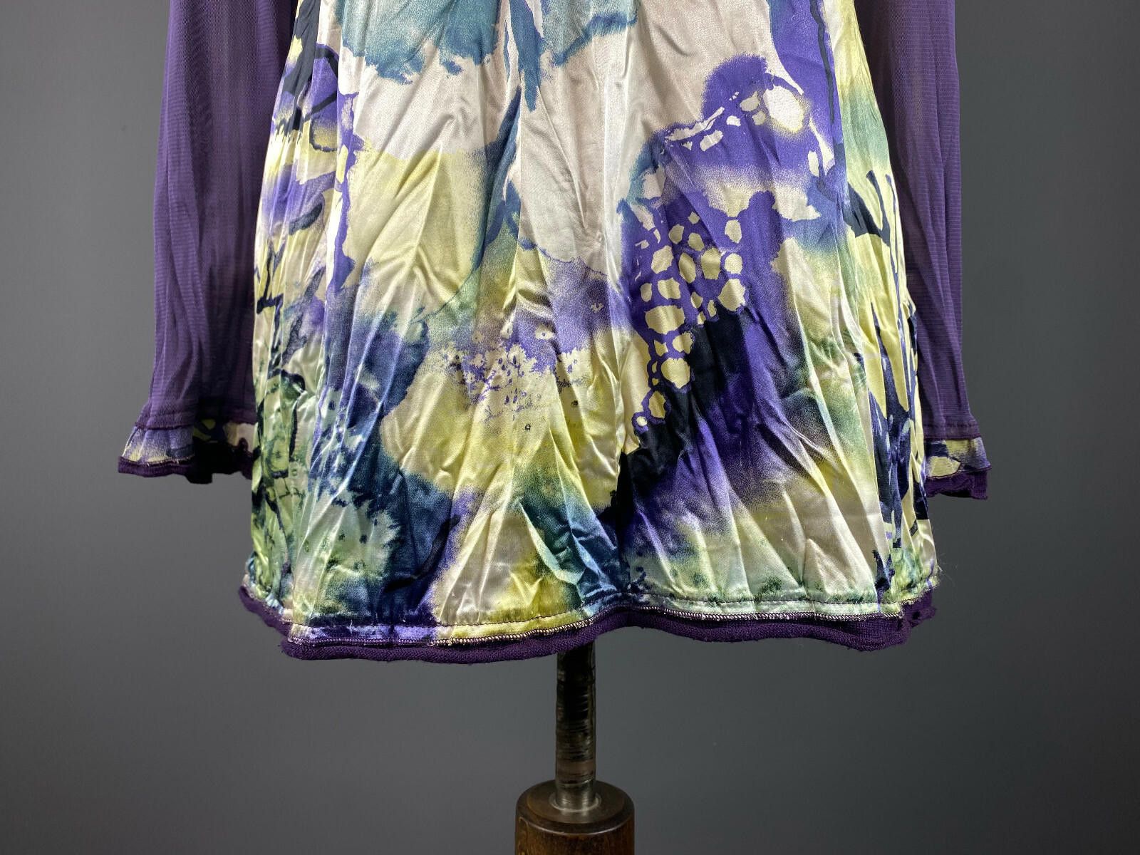 Designer Elisa Cavaletti Multicolor Floral Mesh Tunic Dress Size L Size L / US 10 / IT 46 - 3 Thumbnail