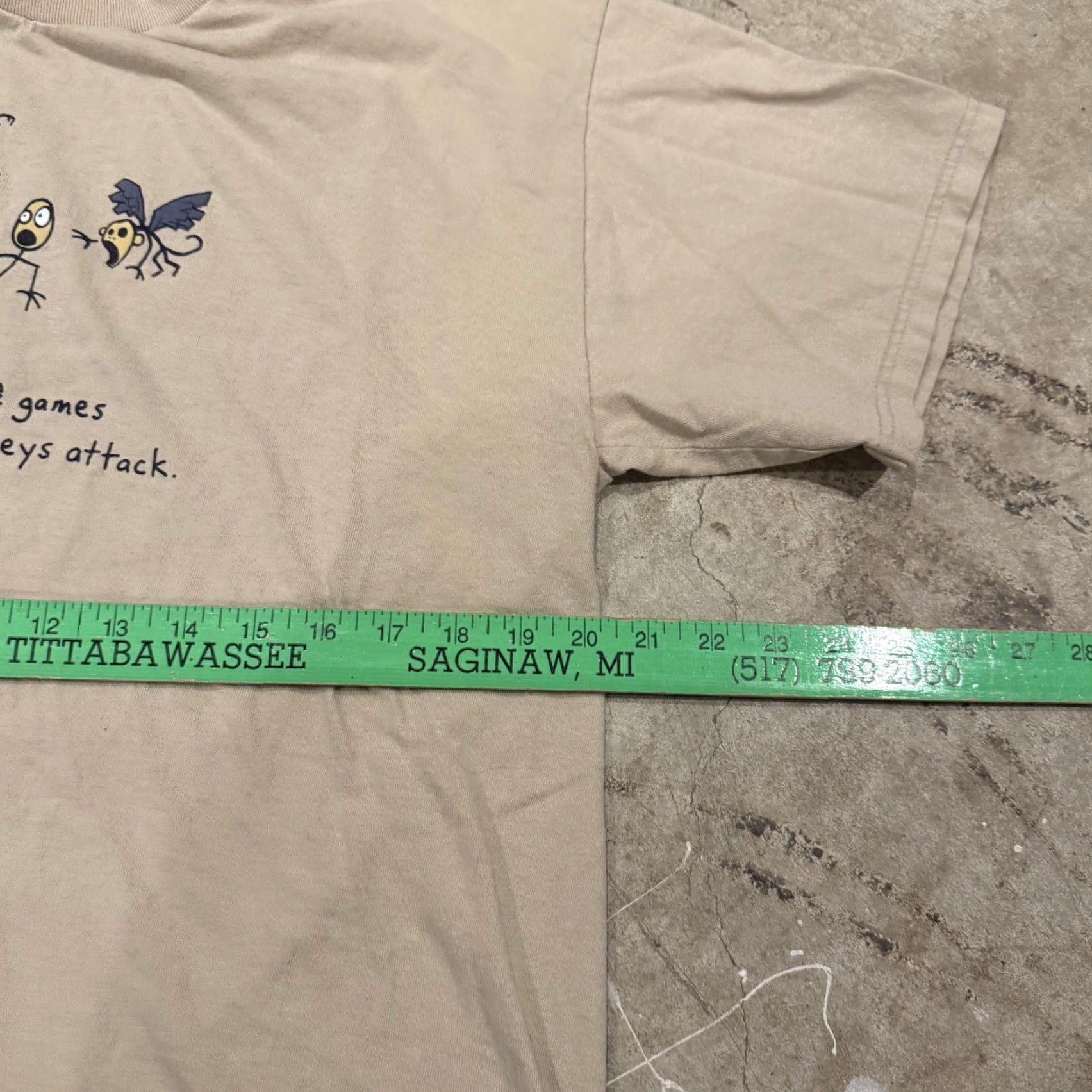 Vintage VINTAGE Y2K Flying Monkeys Attack Grunge 90s Stick Figure Humor T-Shirt Mens Large Tan Size US L / EU 52-54 / 3 - 5 Thumbnail