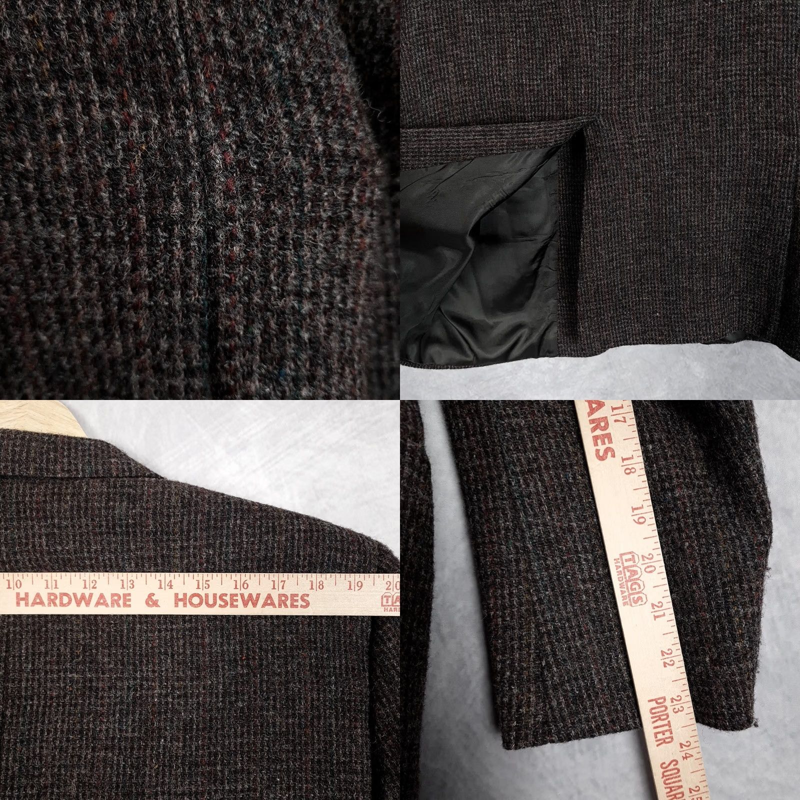 Harris Tweed VINTAGE Harris Tweed Blazer Mens 44 Gray Houndstooth Wool Sport Coat 80s Size 44R - 9 Thumbnail