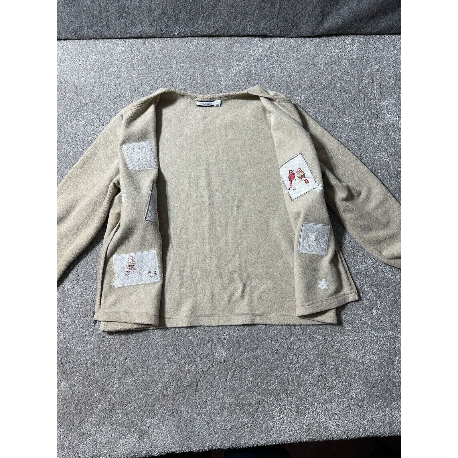 Croft & Barrow Womens XL Sweater Zip Snowflakes Cardinals Birds Cozy Size XL / US 12-14 / IT 48-50 - 5 Thumbnail