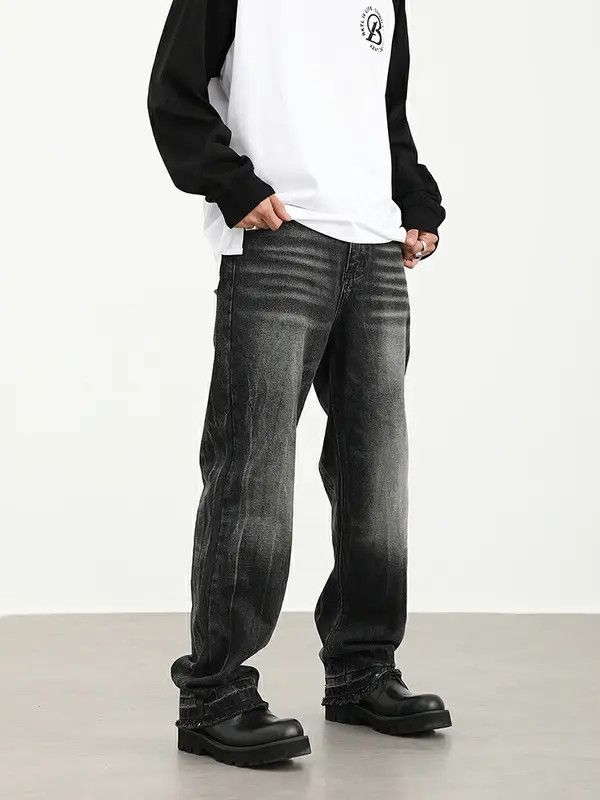 Japanese Brand High street tie-dye washed dirty white baggy jeans Size US 33 - 2 Thumbnail