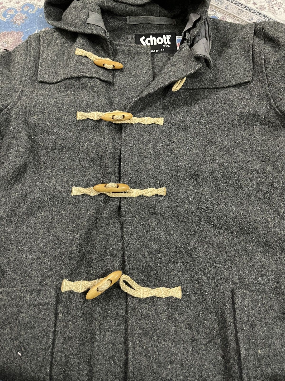 Schott × Vintage 🥶WINTER SALE☃️VINTAGE SCHOTT N.Y.C DUFFLE COAT WOOL Size US M / EU 48-50 / 2 - 3 Thumbnail