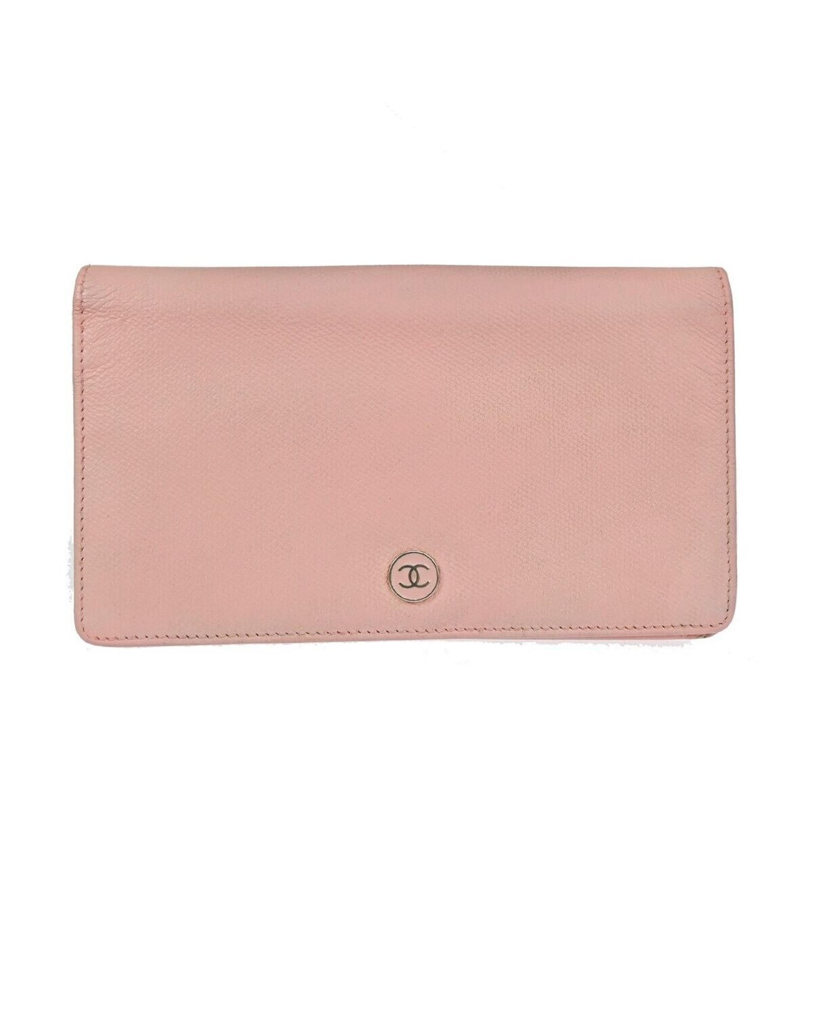 image of Chanel Pink Leather Bifold Wallet, Women's