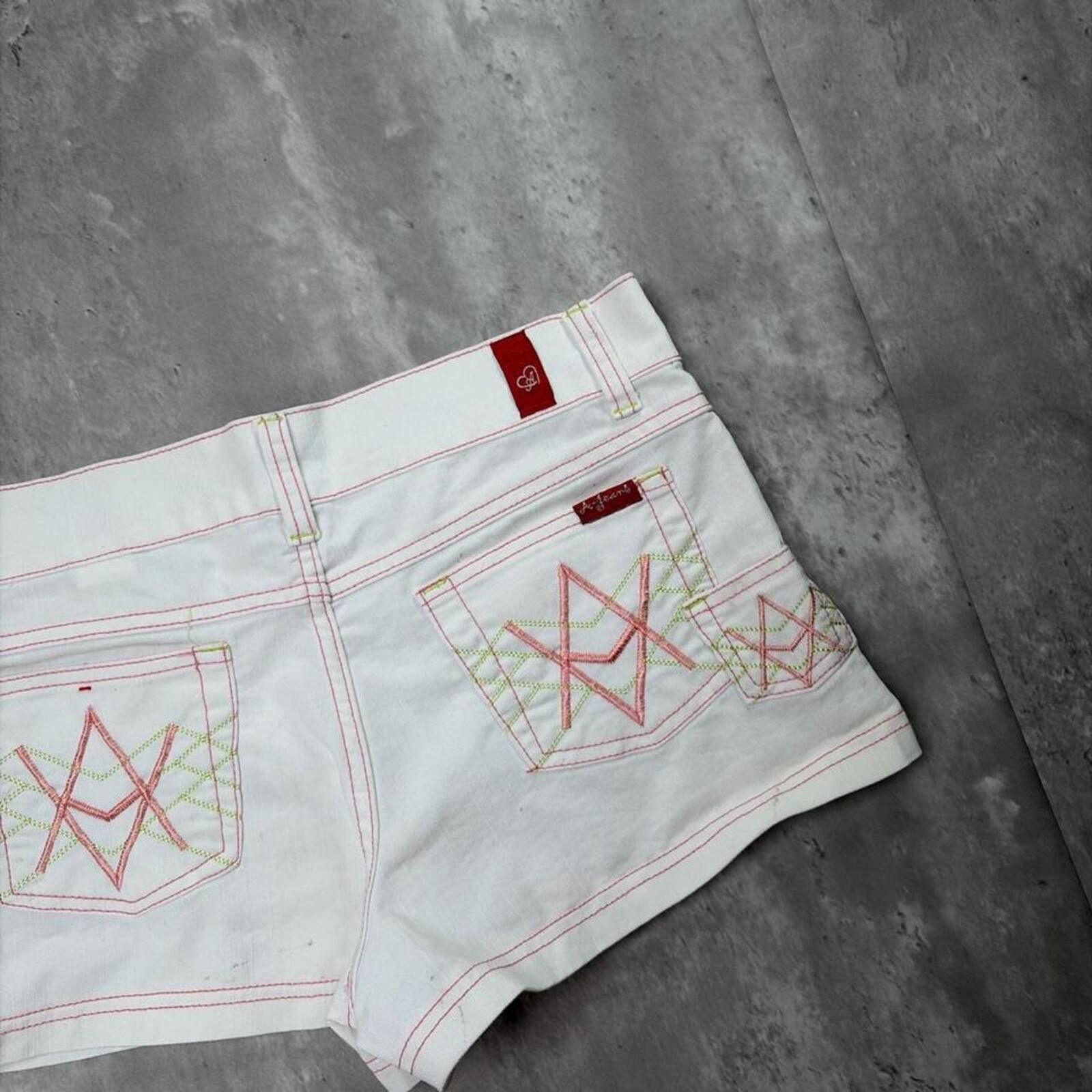 Other Y2K White A-Jeans Grunge Skater Mini Denim Shorts Size 32" / US 10 / IT 46 - 3 Thumbnail