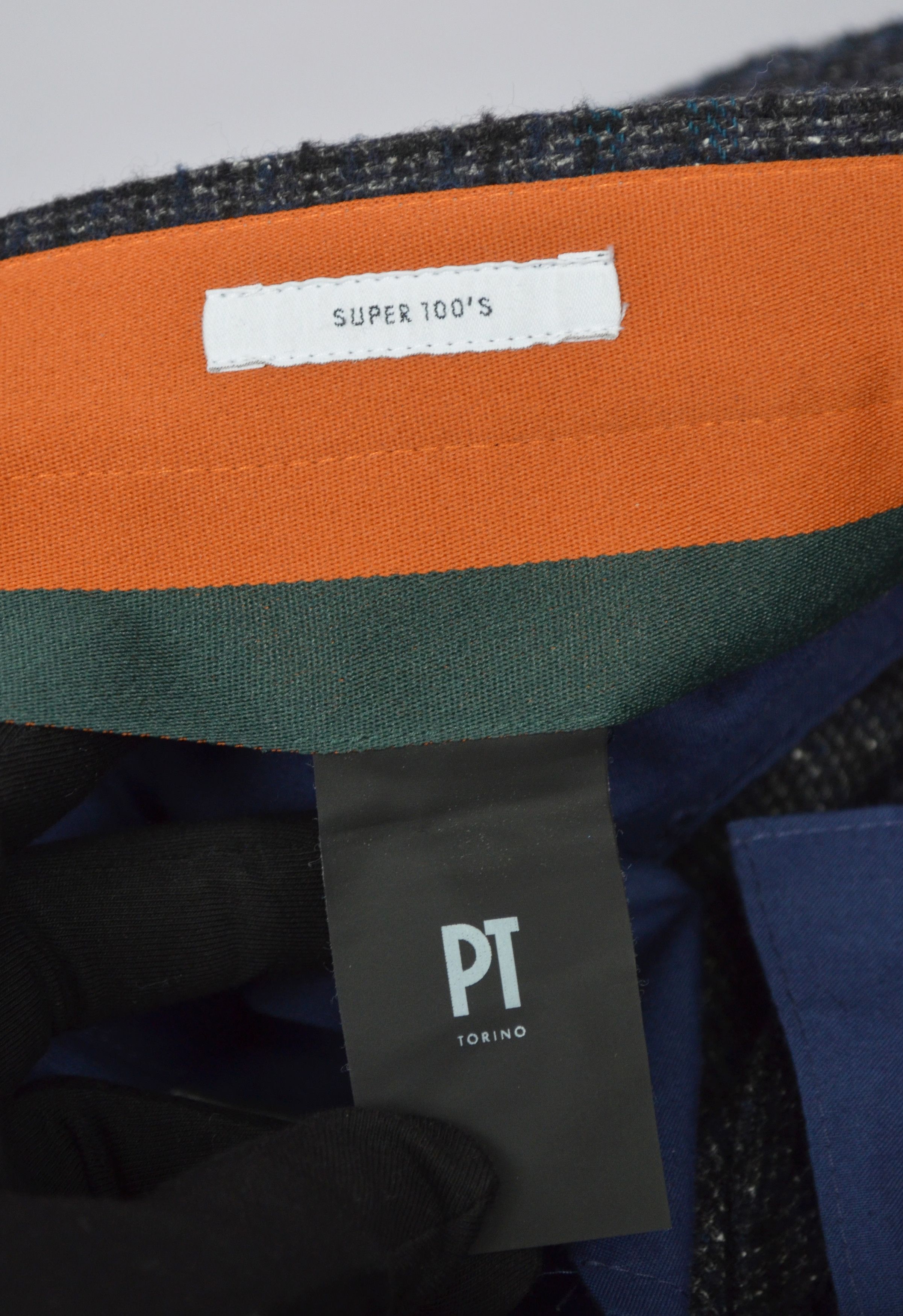 PT Torino Super 100's Slim Fit Pants Tweed Wool Silk Sz54