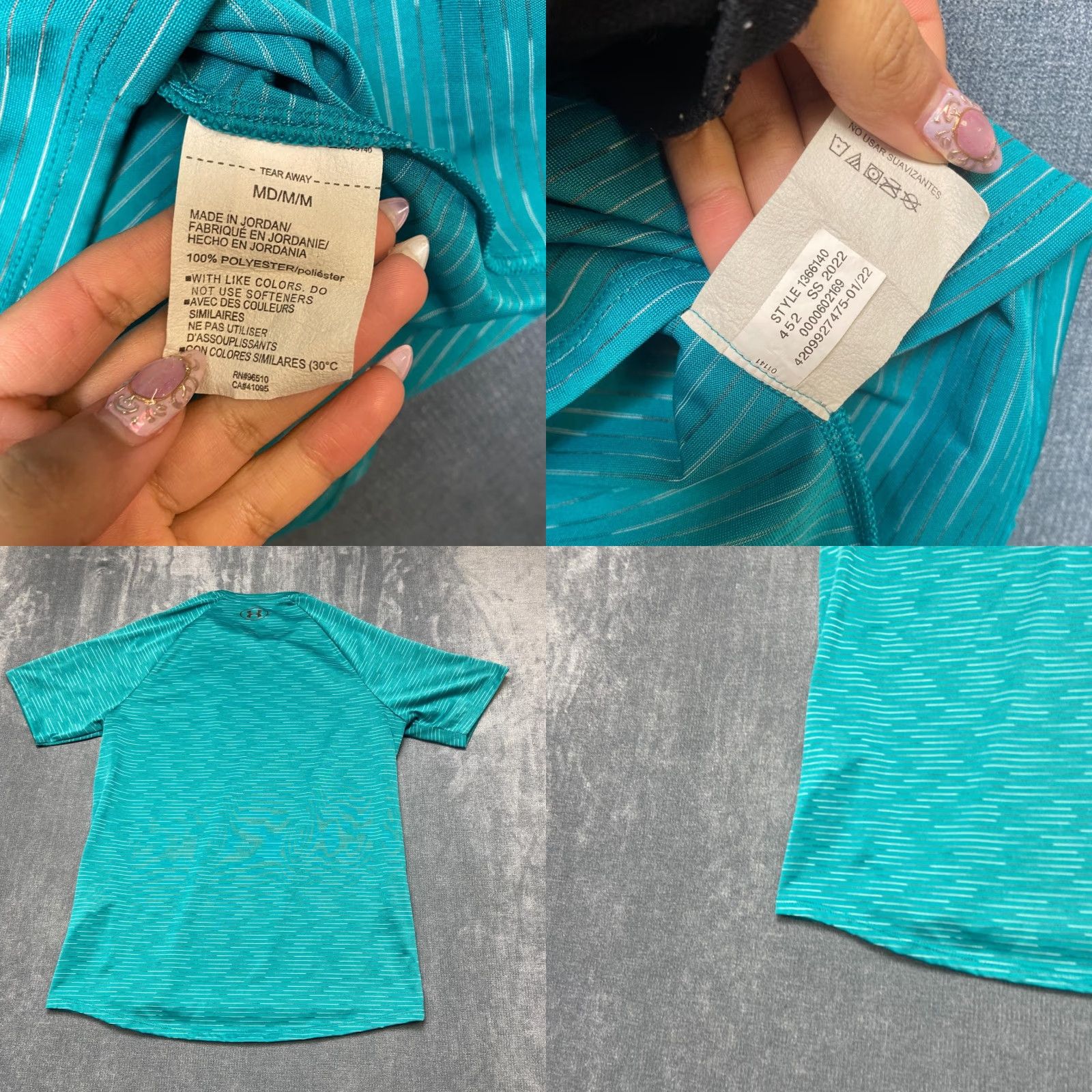 Under Armour VINTAGE Under Armour La Camiseta Tech T Shirt Mens Medium Teal Striped Raglan Sleeve Size US M / EU 48-50 / 2 - 8 Thumbnail