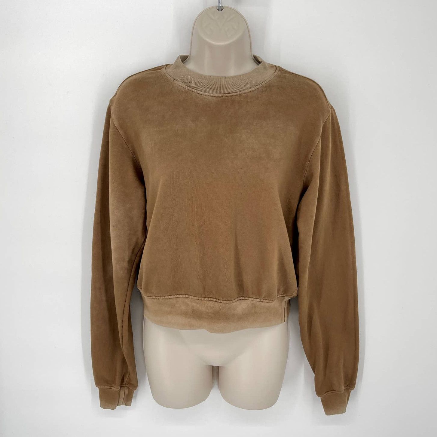 image of Cotton Citizen New Milan Crew Crop Sweatshirt Vintage Cider in Brown, Women's (Size XS)