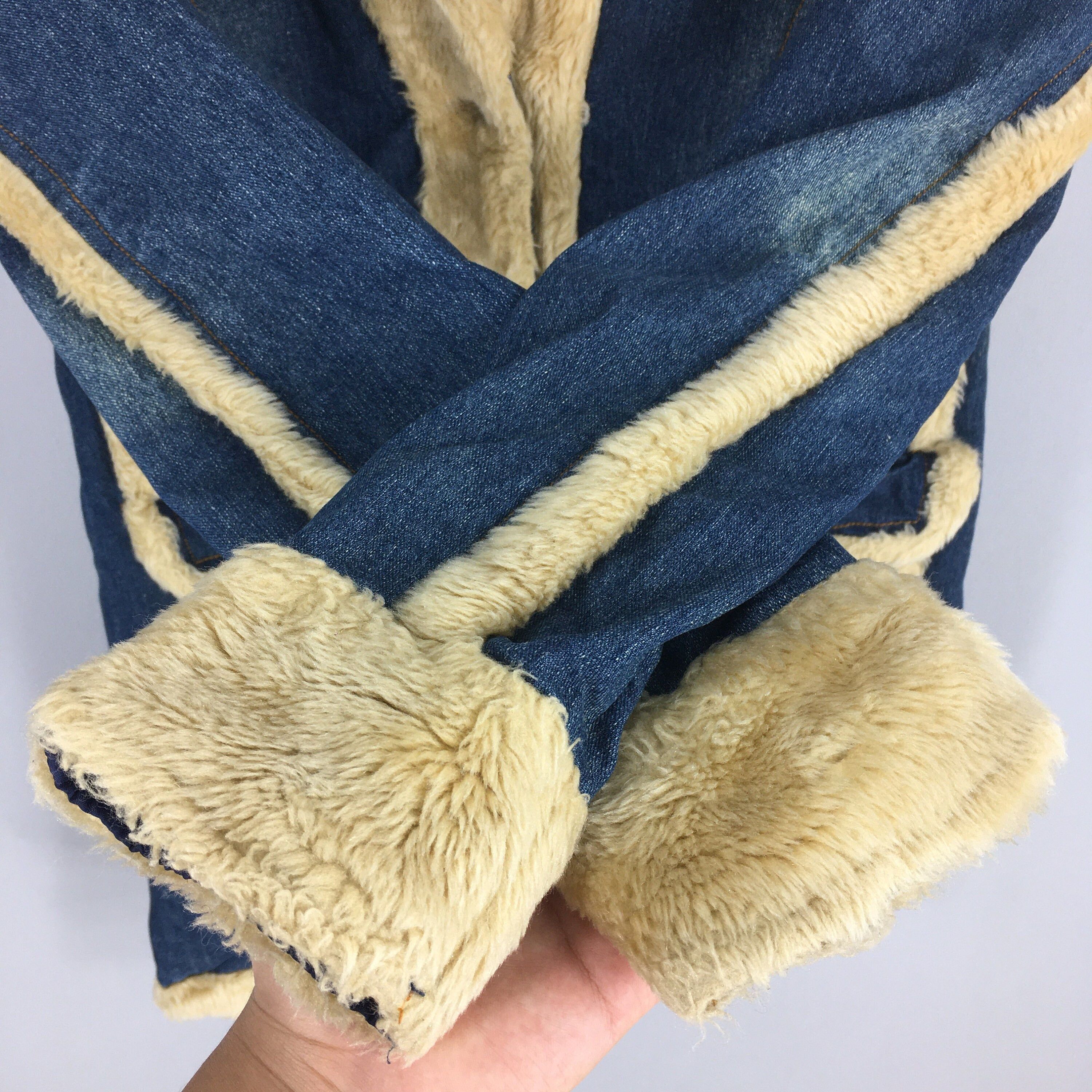 If Six Was Nine × Le Grande Bleu (L.G.B.) × Tornado Mart Vintage Rock Babe Japan Denim Long Coat Fux Fur Medium Size M / US 6-8 / IT 42-44 - 6 Thumbnail