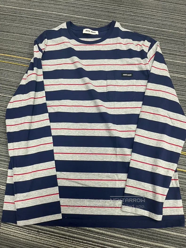 Miu Miu Size s Blue-gray striped long sleeve