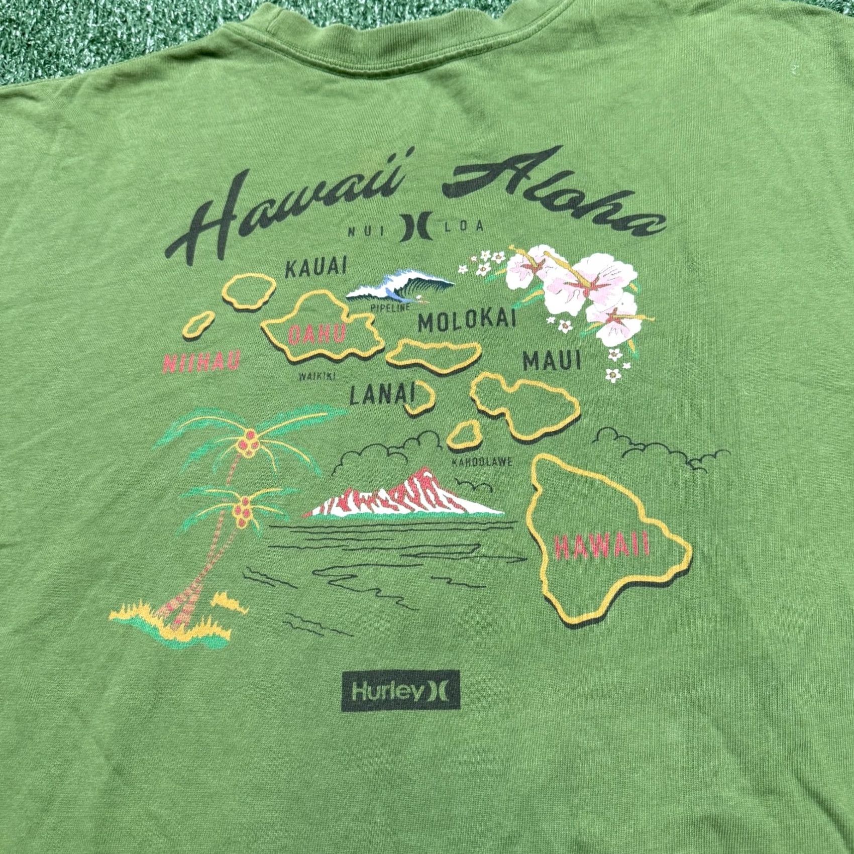 Hurley Hurley Hawaii Graphic T Shirt Mens Green Size 2XL XXL Short Sleeve Crew Neck Size US XXL / EU 58 / 5 - 3 Thumbnail