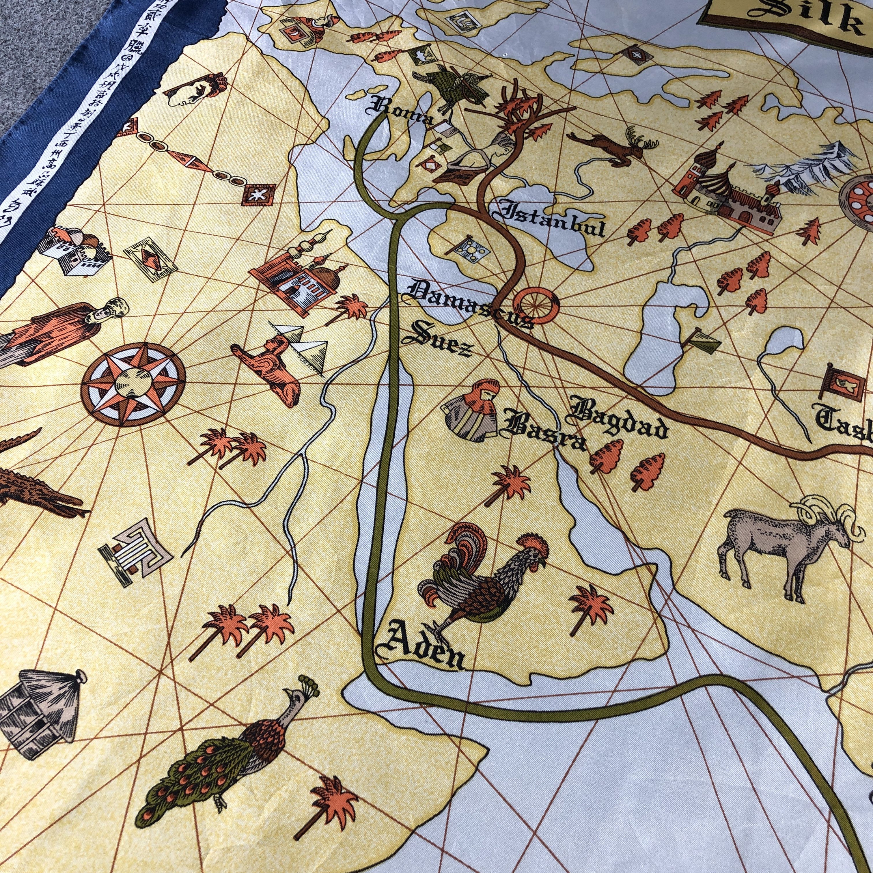 Vintage Vintage Silk Road Caravan Hand Rolled Silk Scarf M1326 Size ONE SIZE - 7 Thumbnail